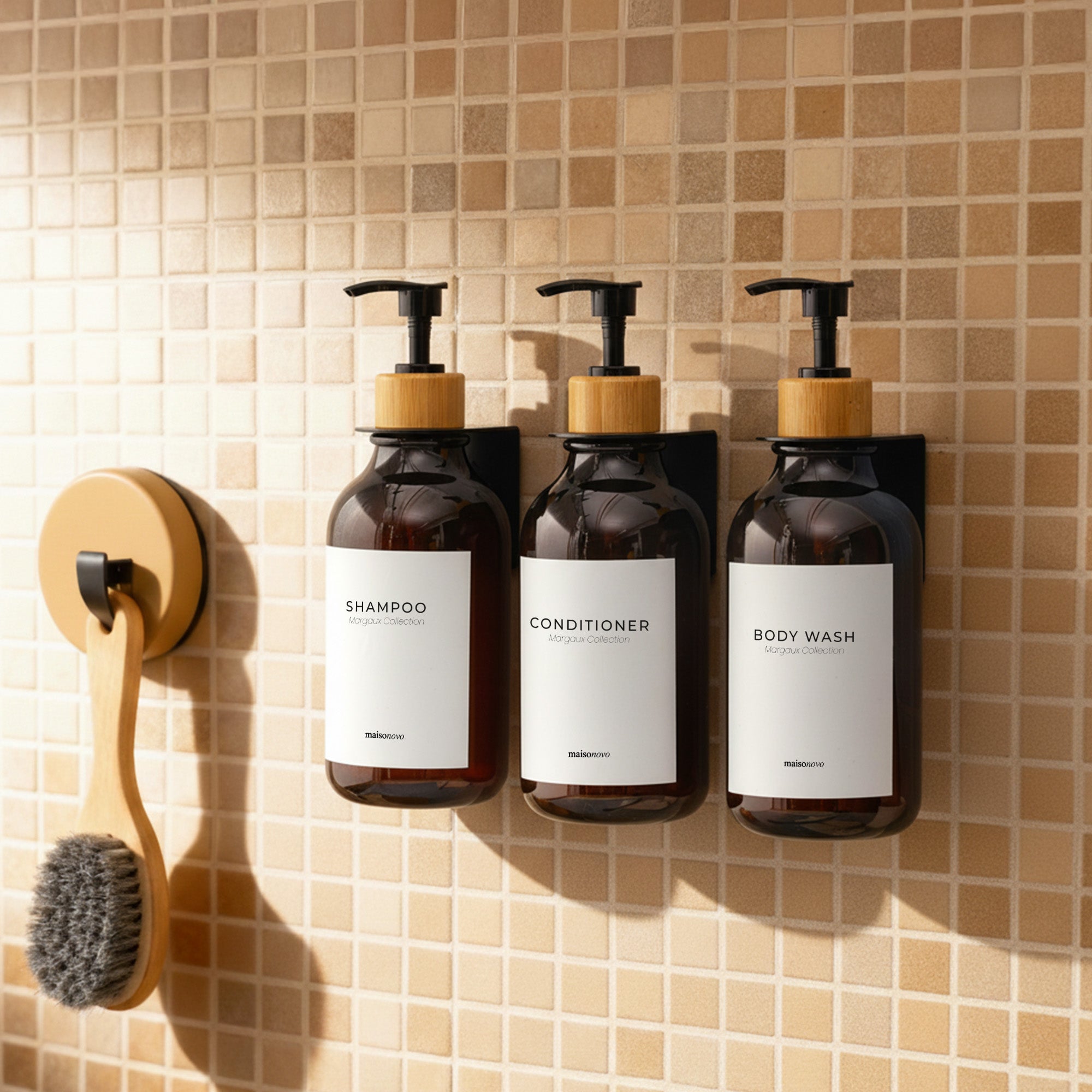 Hotel-at-Home Wall Mounted Shower Dispensers Set