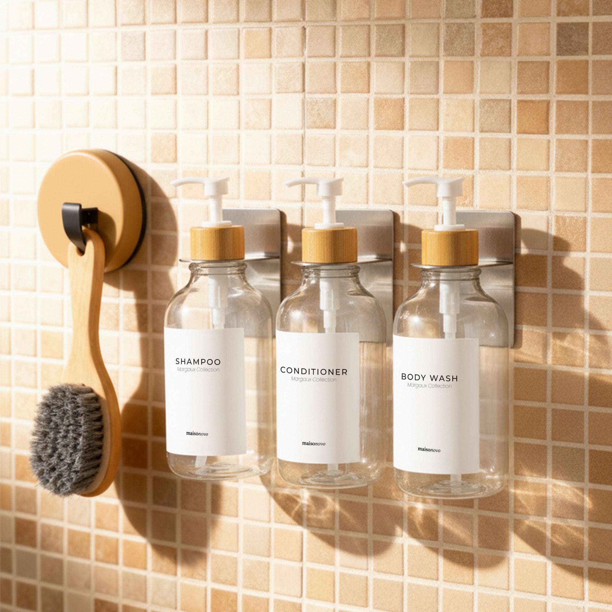 Hotel-at-Home Wall Mounted Shower Dispensers Set