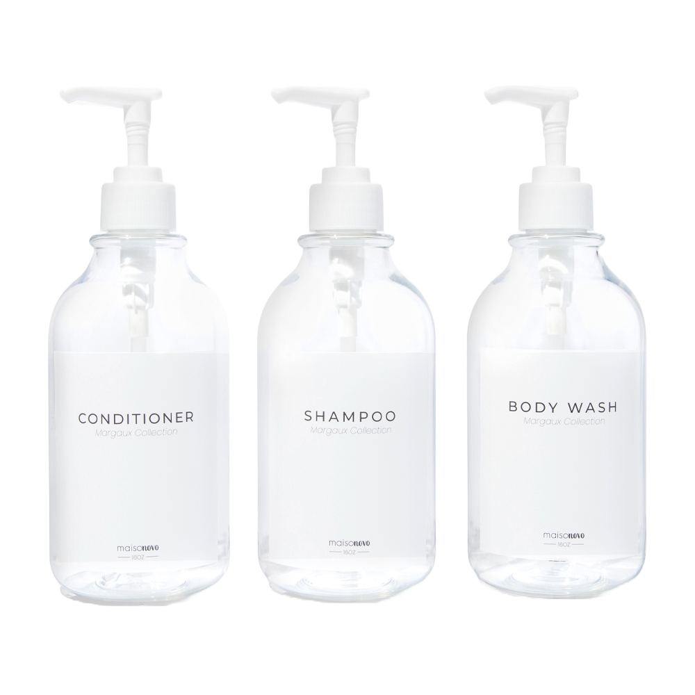 Shower Dispenser Clear Bottles with White Pump