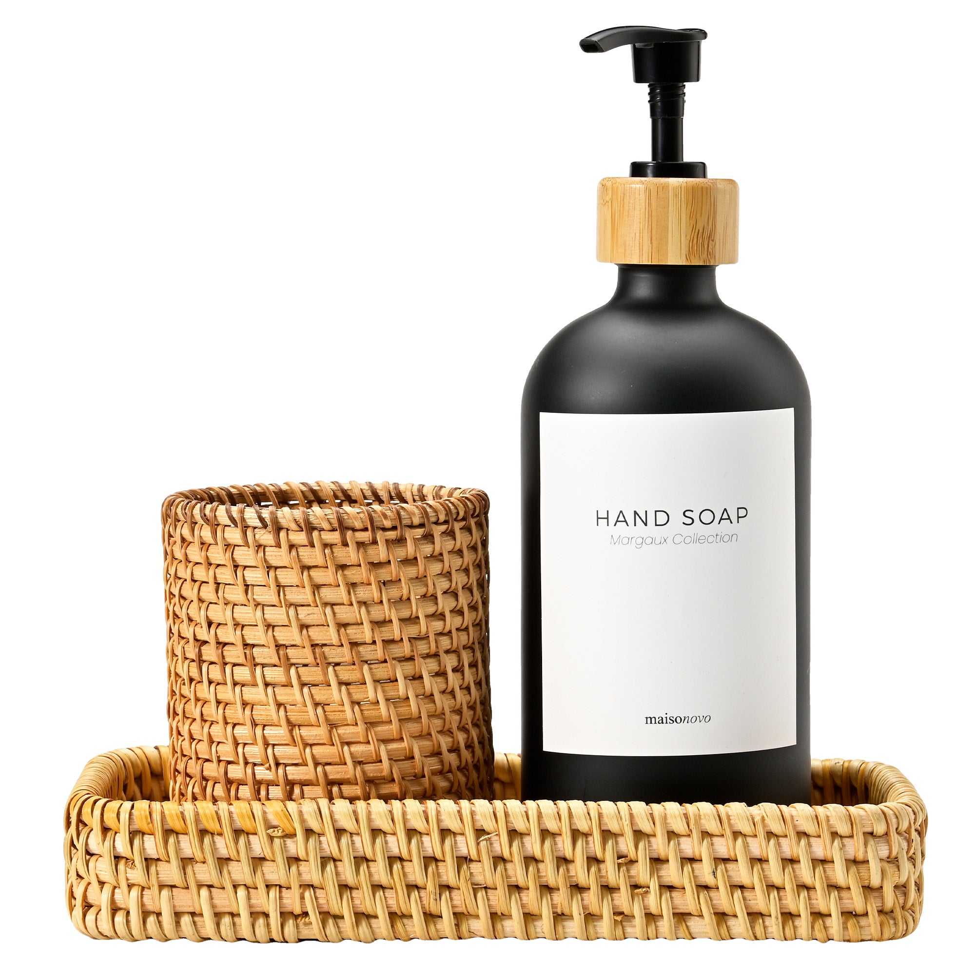 Handmade 3-Piece Rattan Bathroom Holder Set