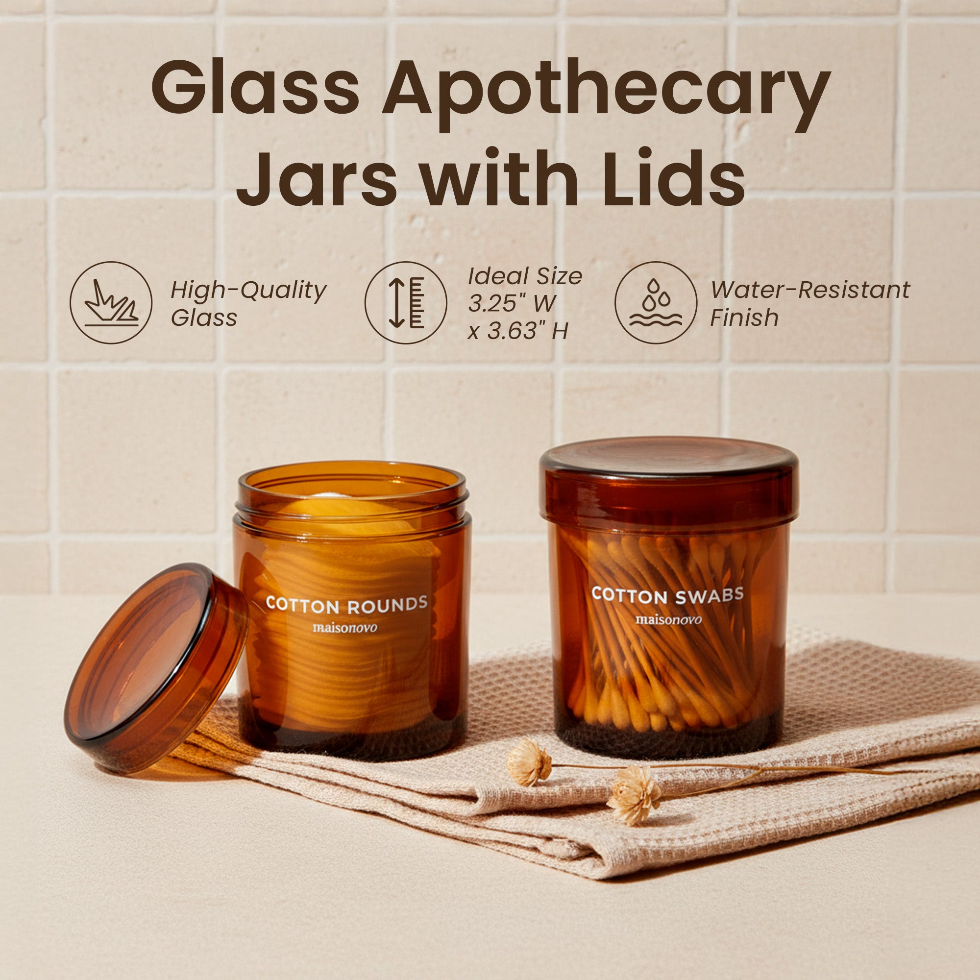 The Pebble - Modern Glass Q-Tip Jars