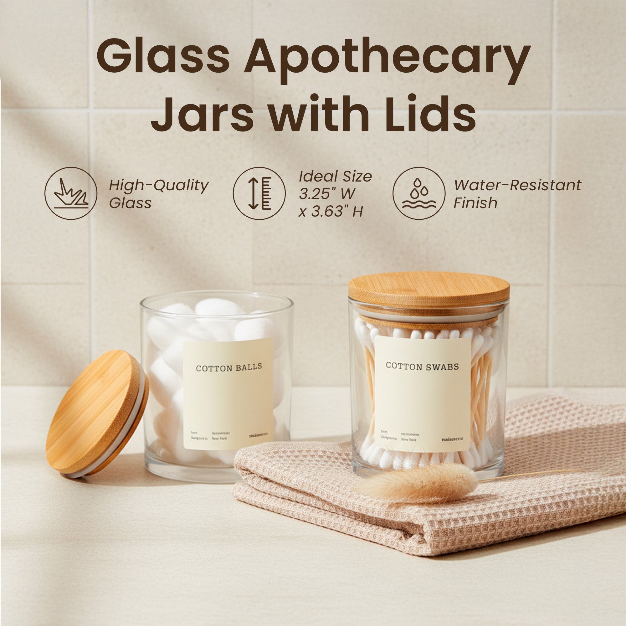 The Pebble - Modern Glass Q-Tip Jars