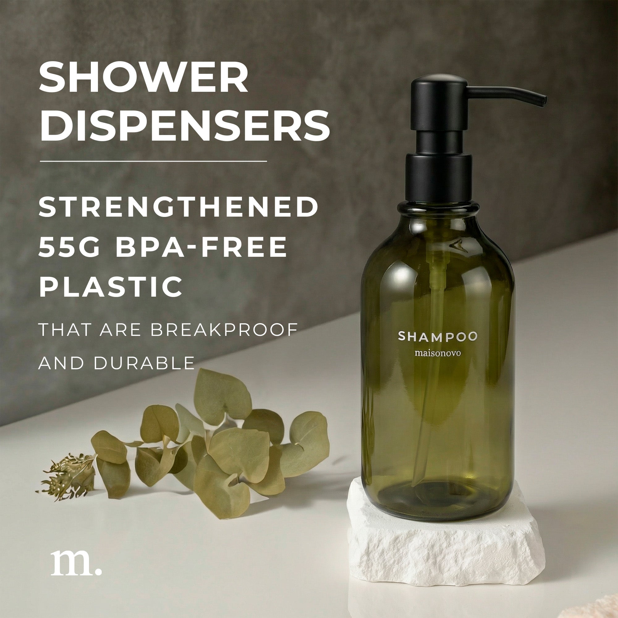 Shower Dispenser Green Bottles with Black Pump