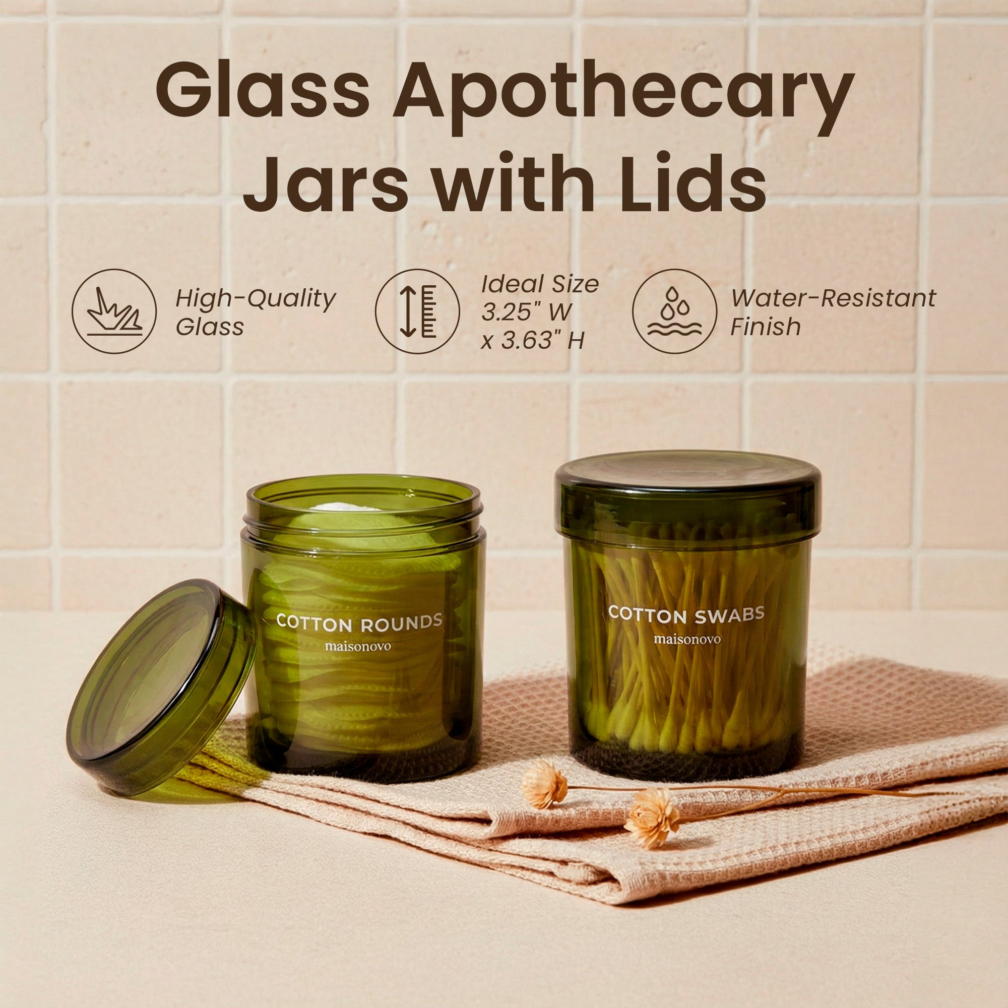 The Pebble - Modern Glass Q-Tip Jars