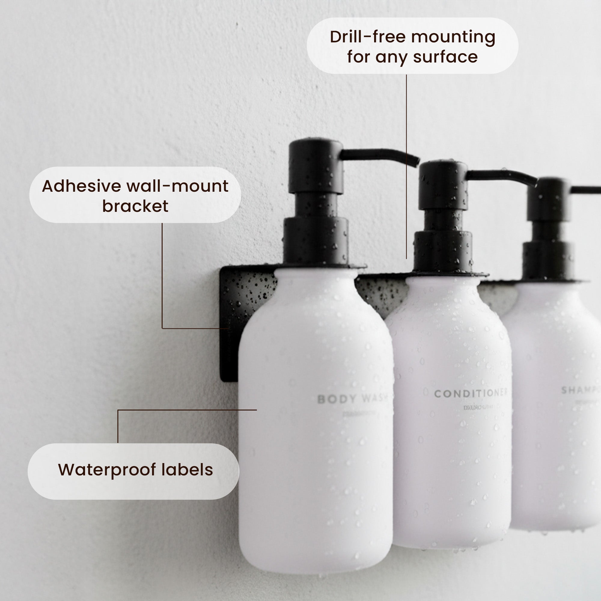 Hotel-at-Home Wall Mounted Shower Dispensers Set