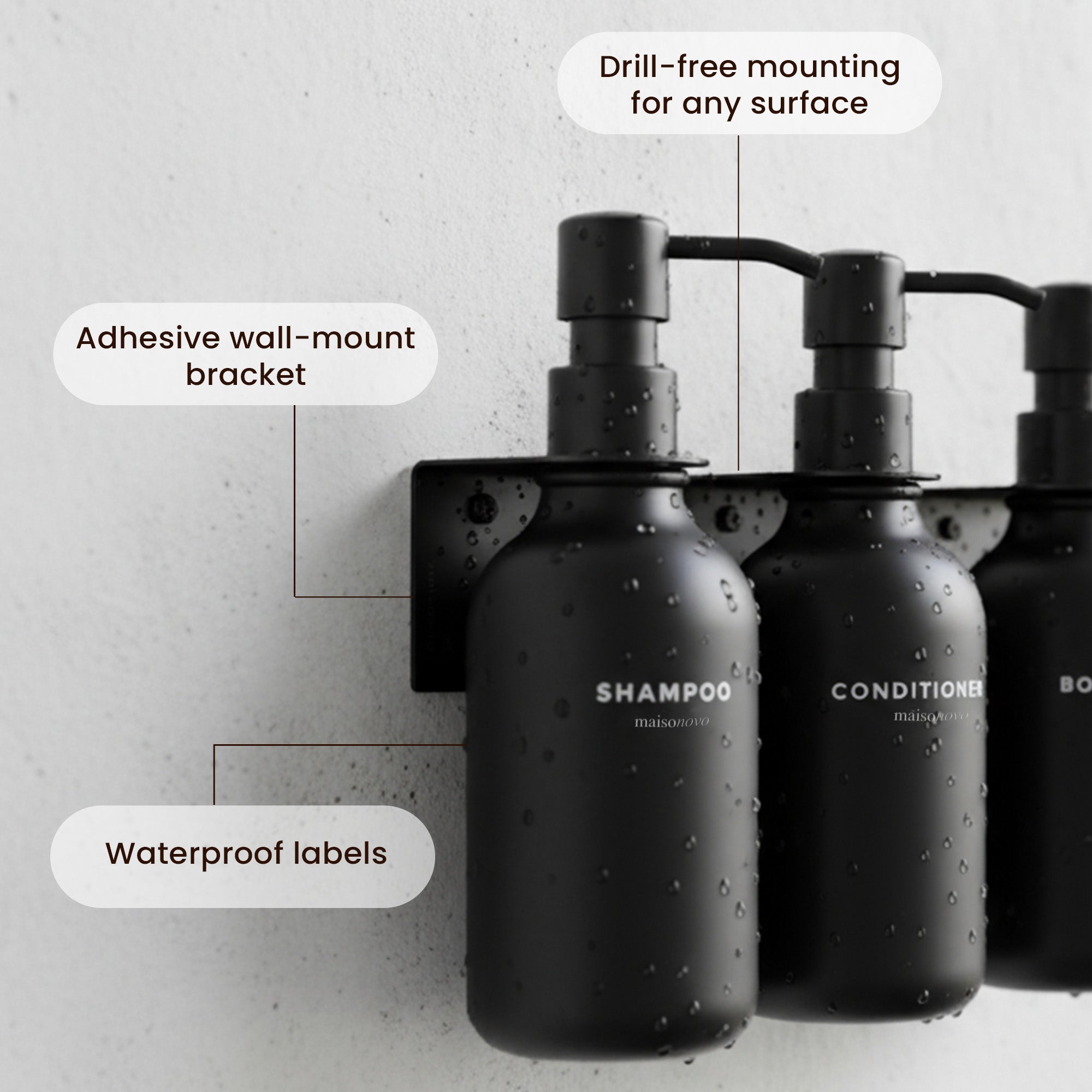 Hotel-at-Home Wall Mounted Shower Dispensers Set