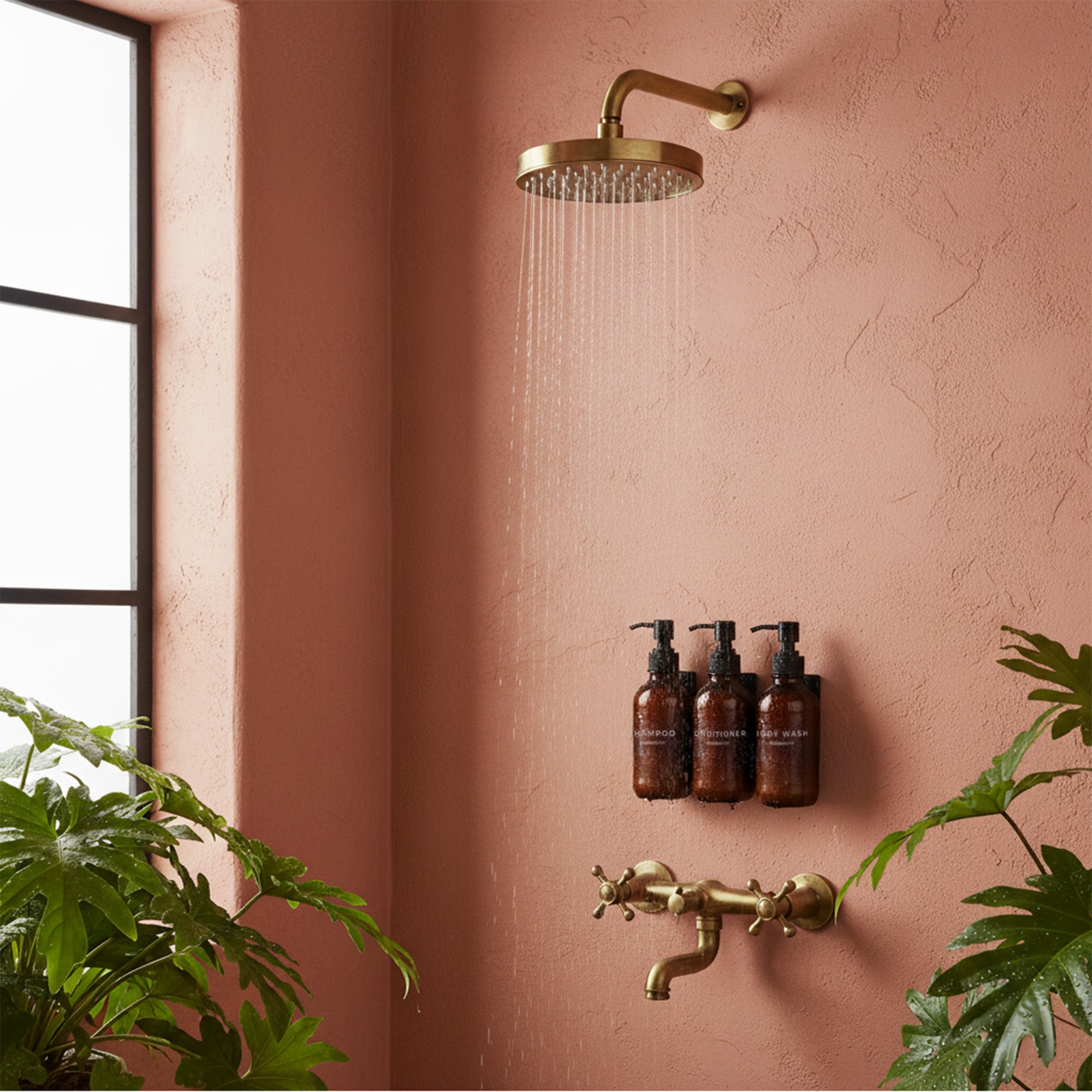 Hotel-at-Home Wall Mounted Shower Dispensers Set