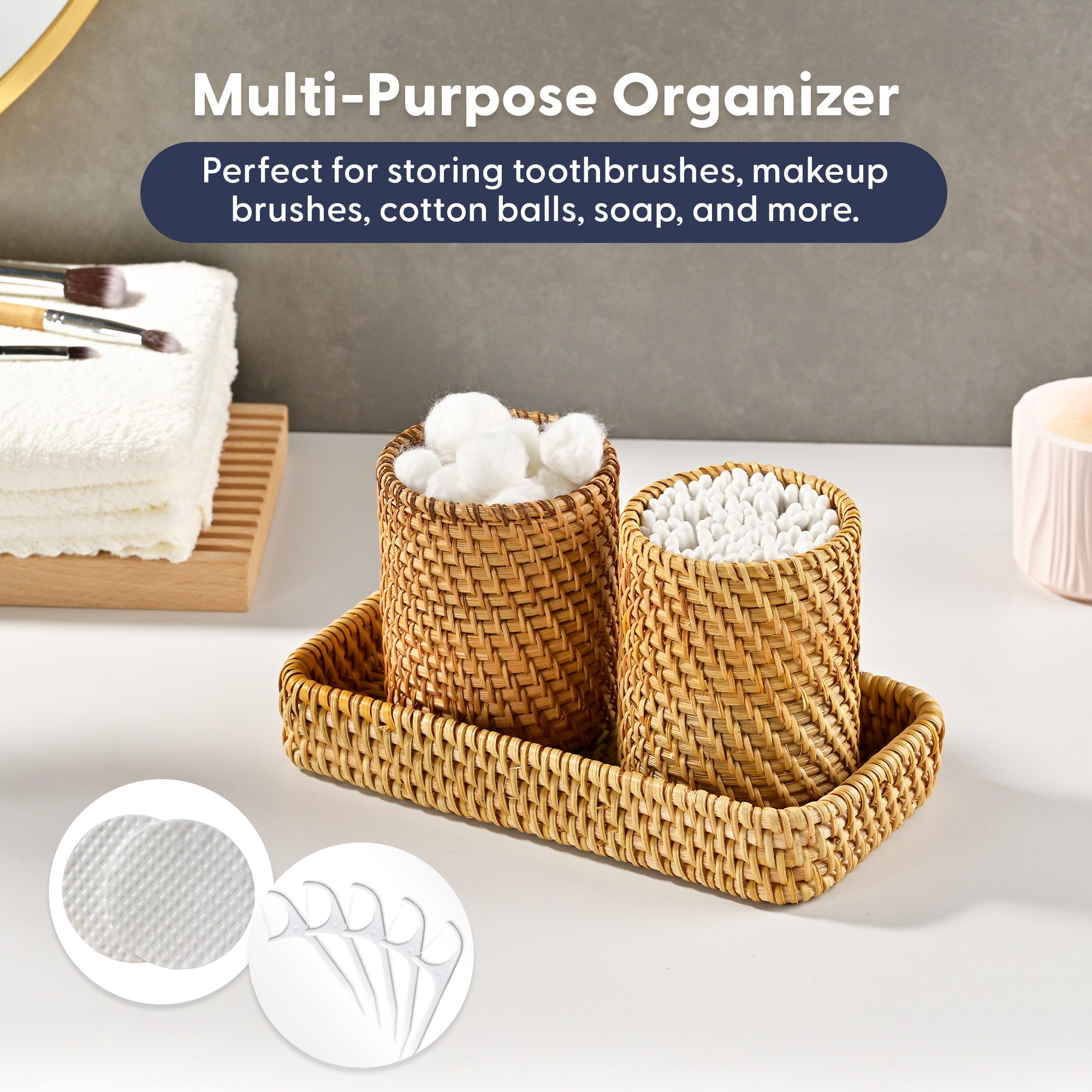 The Rattan - 3-Piece Bathroom Holder Set