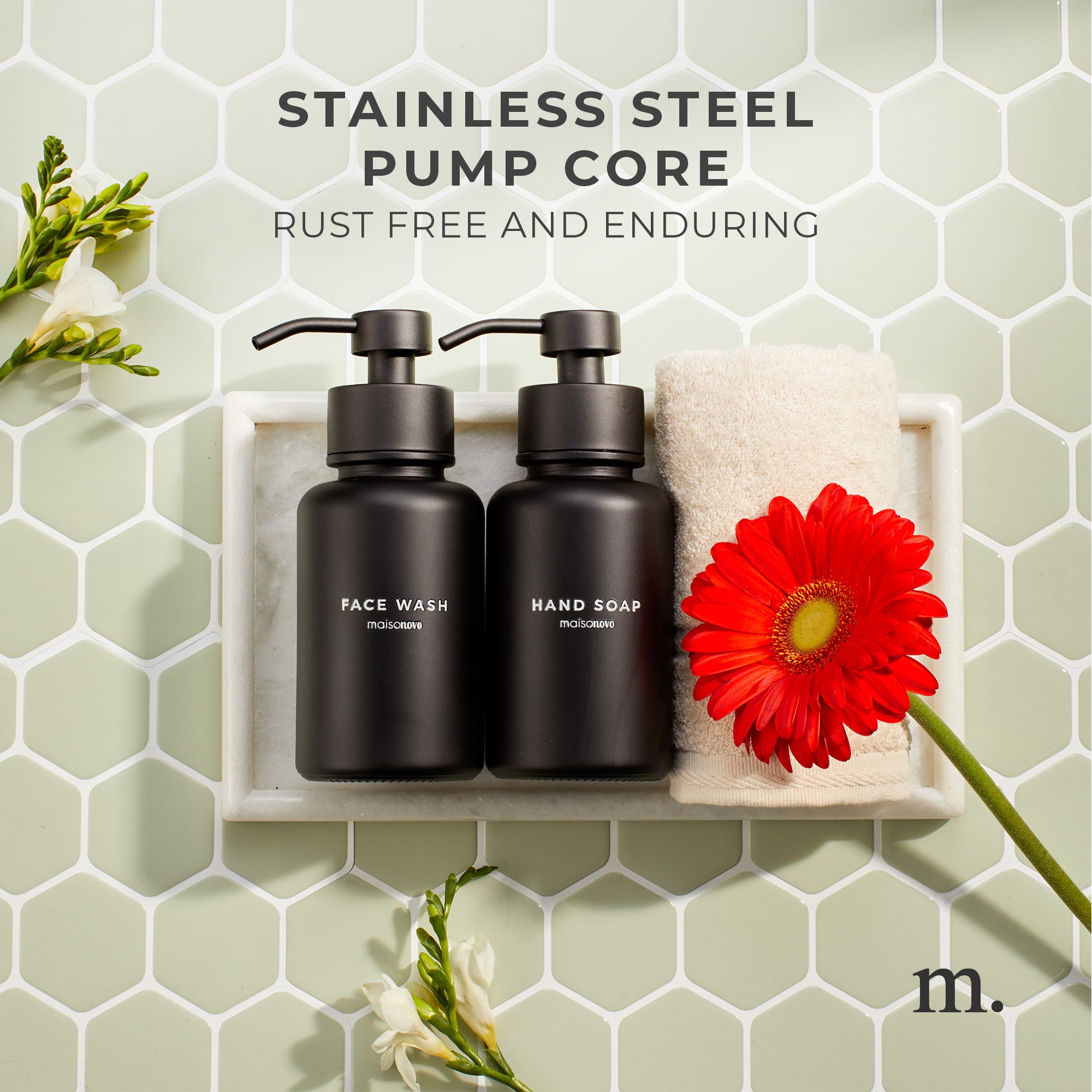 Glass Foaming Soap Dispensers 14oz Black / Black + Tray
