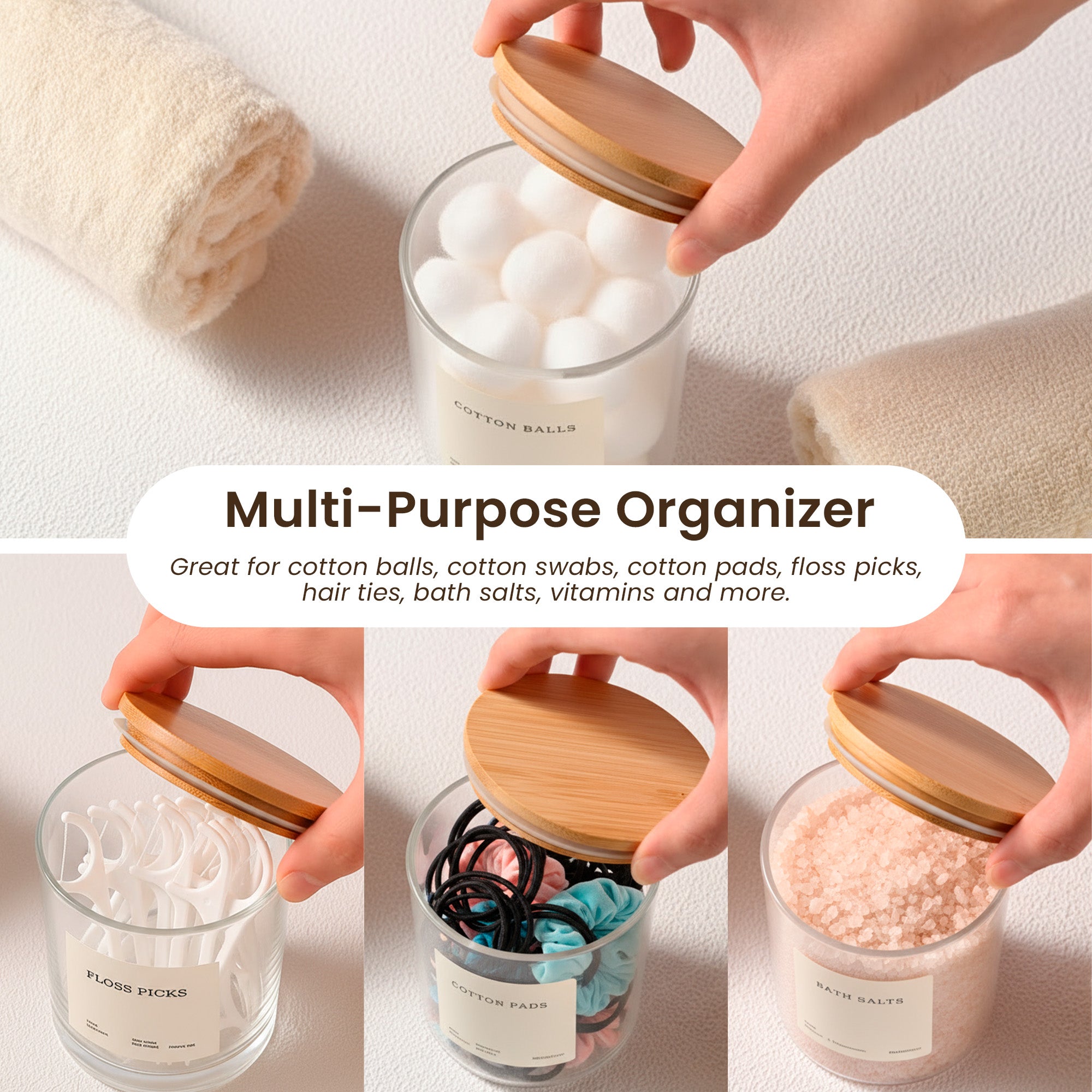 The Pebble - Modern Glass Q-Tip Jars