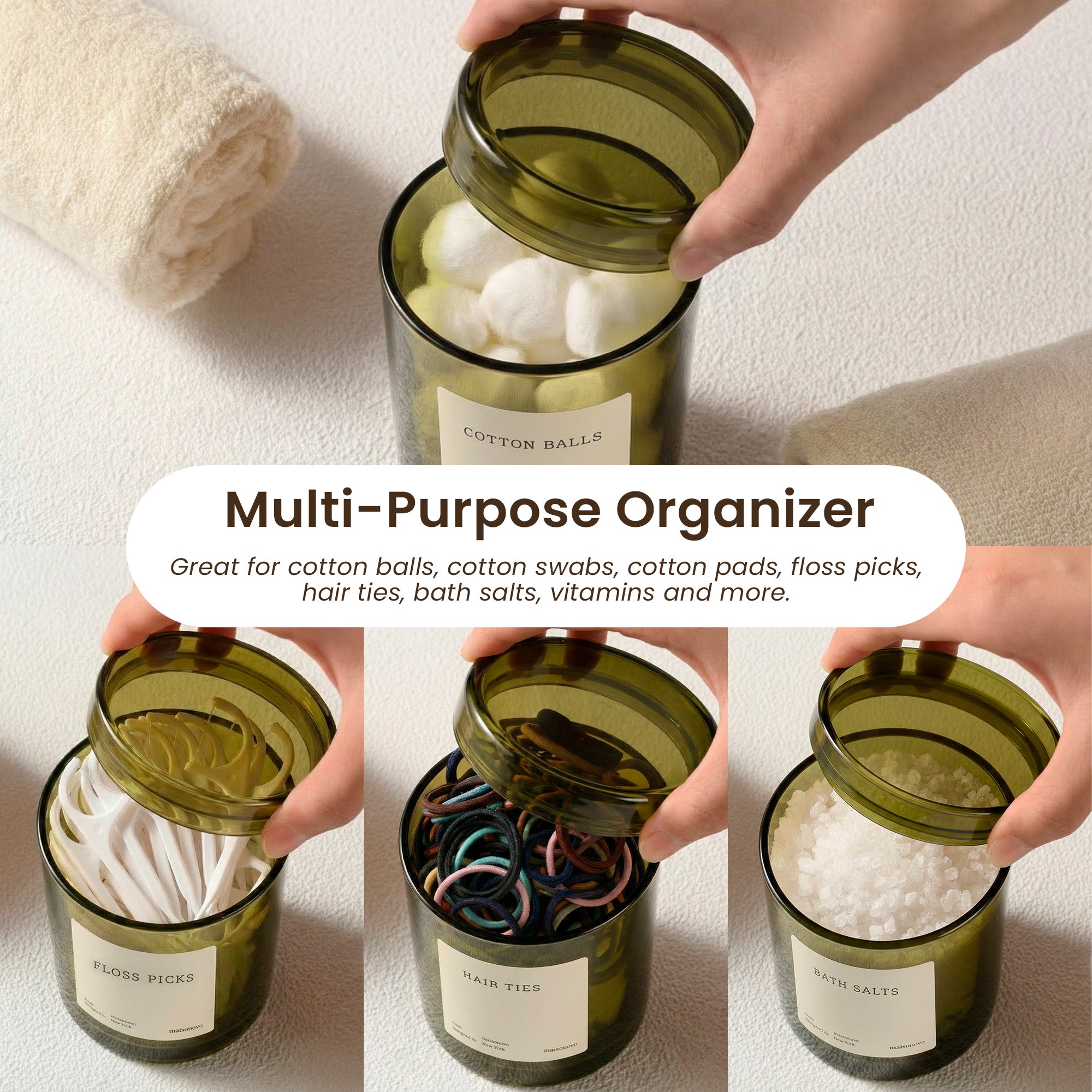 The Pebble - Modern Glass Q-Tip Jars