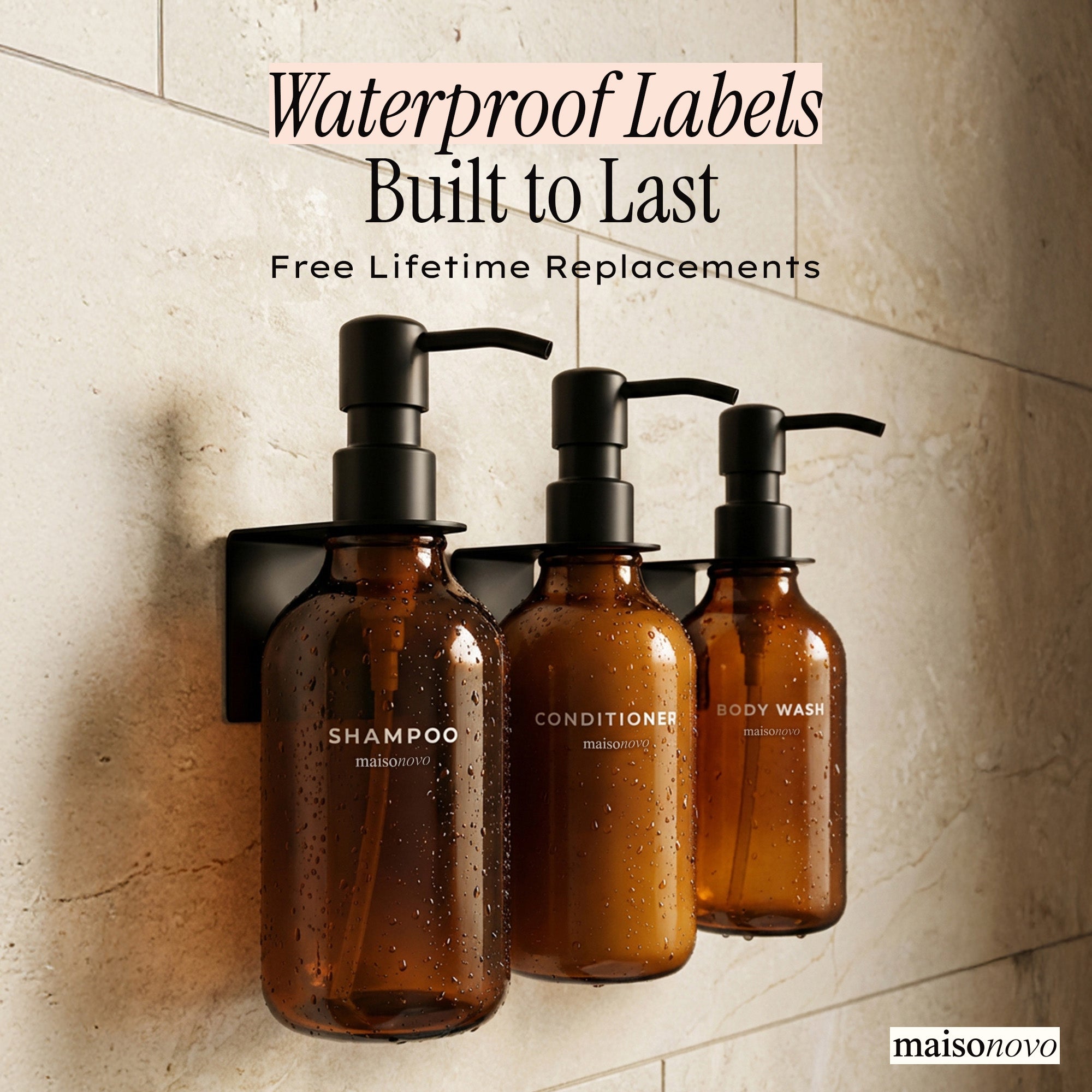 Hotel-at-Home Wall Mounted Shower Dispensers Set