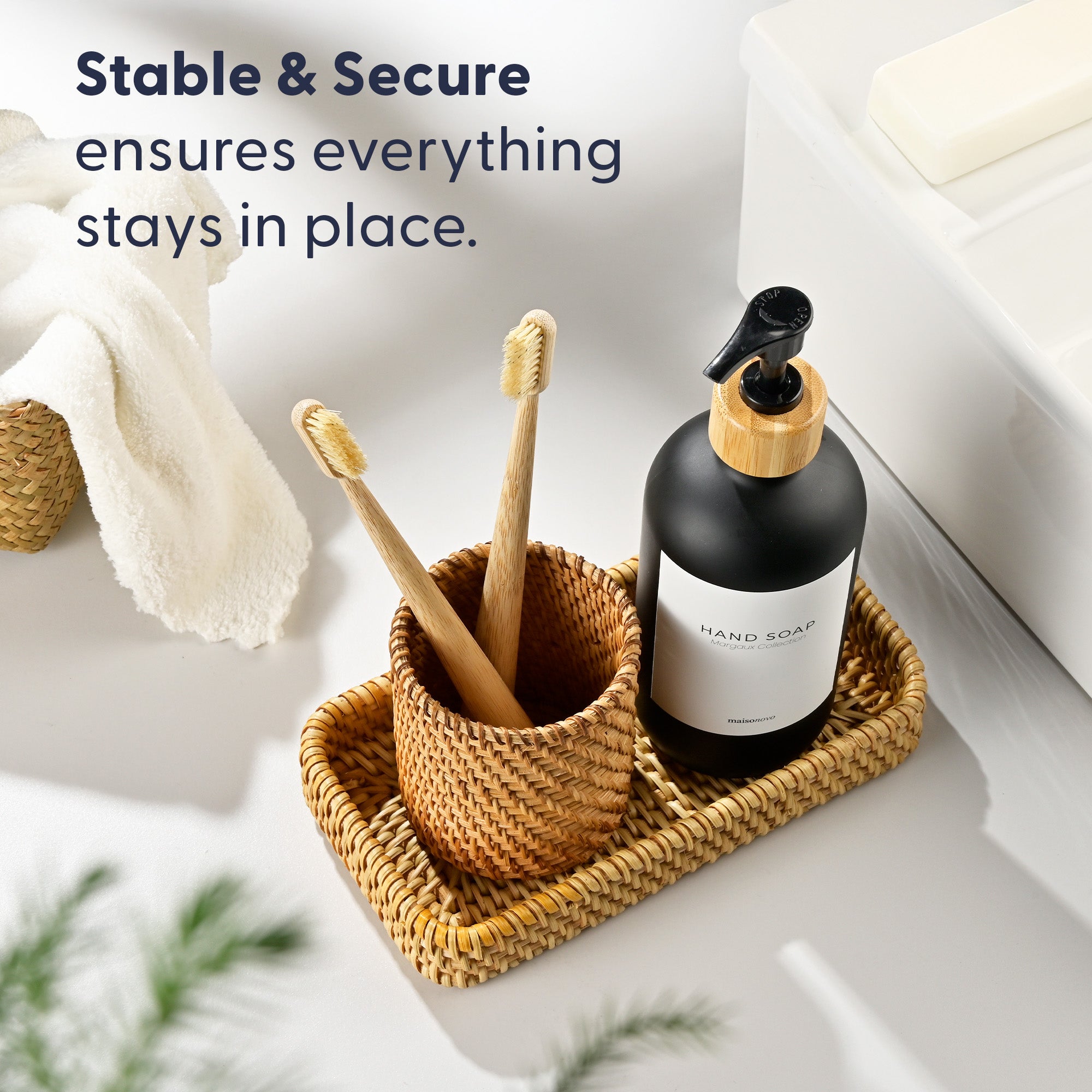 Handmade 3-Piece Rattan Bathroom Holder Set