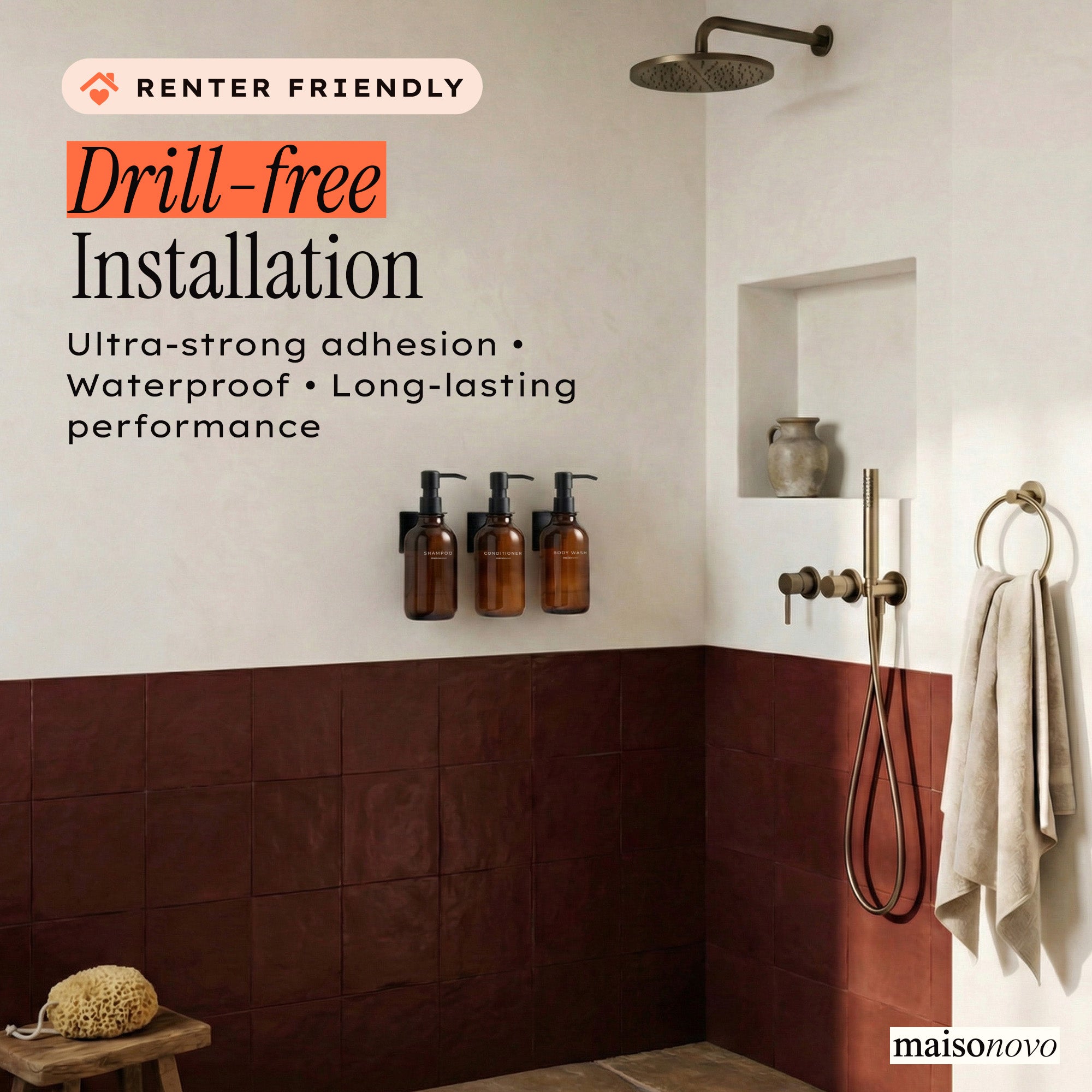 Hotel-at-Home Wall Mounted Shower Dispensers Set