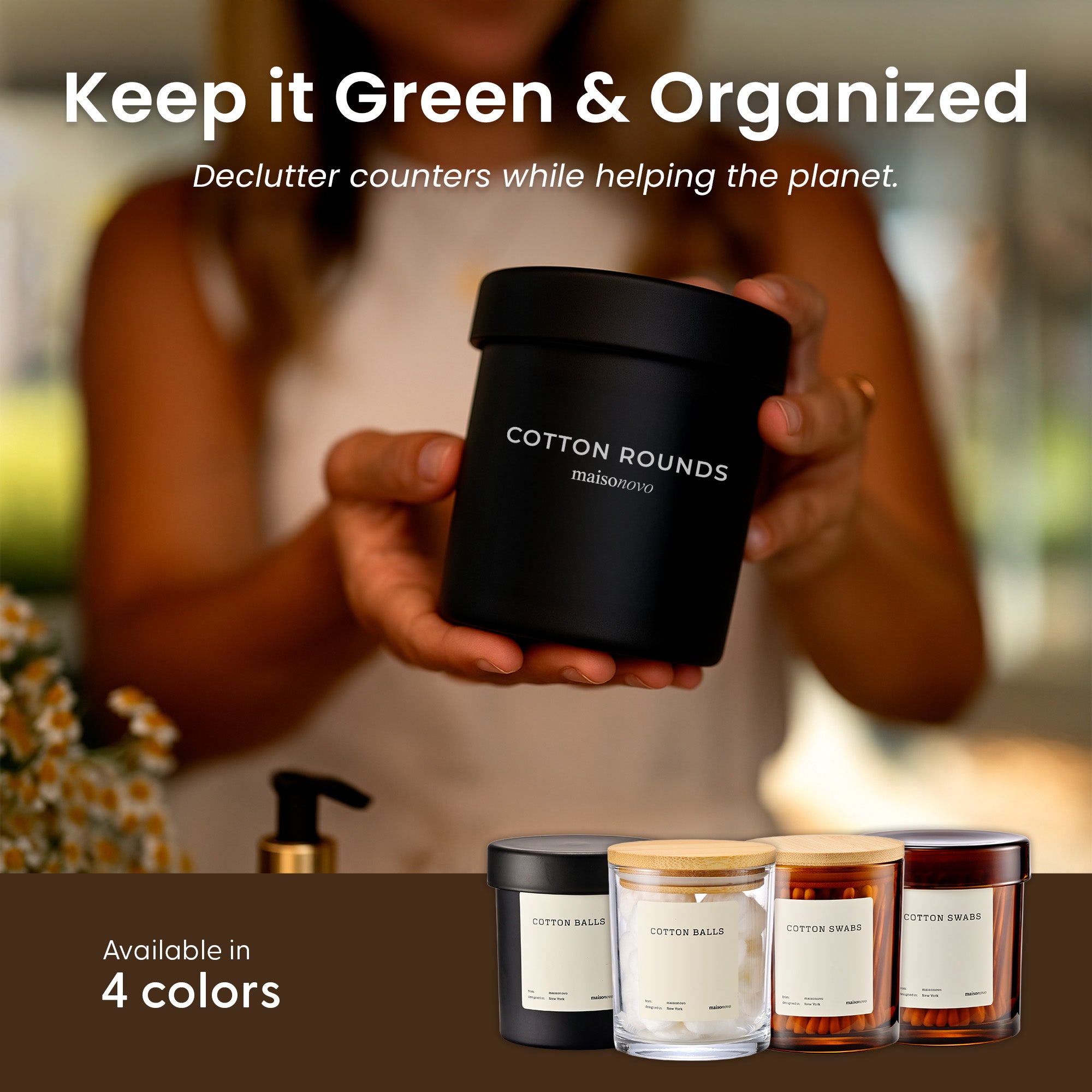 The Pebble - Modern Glass Q-Tip Jars