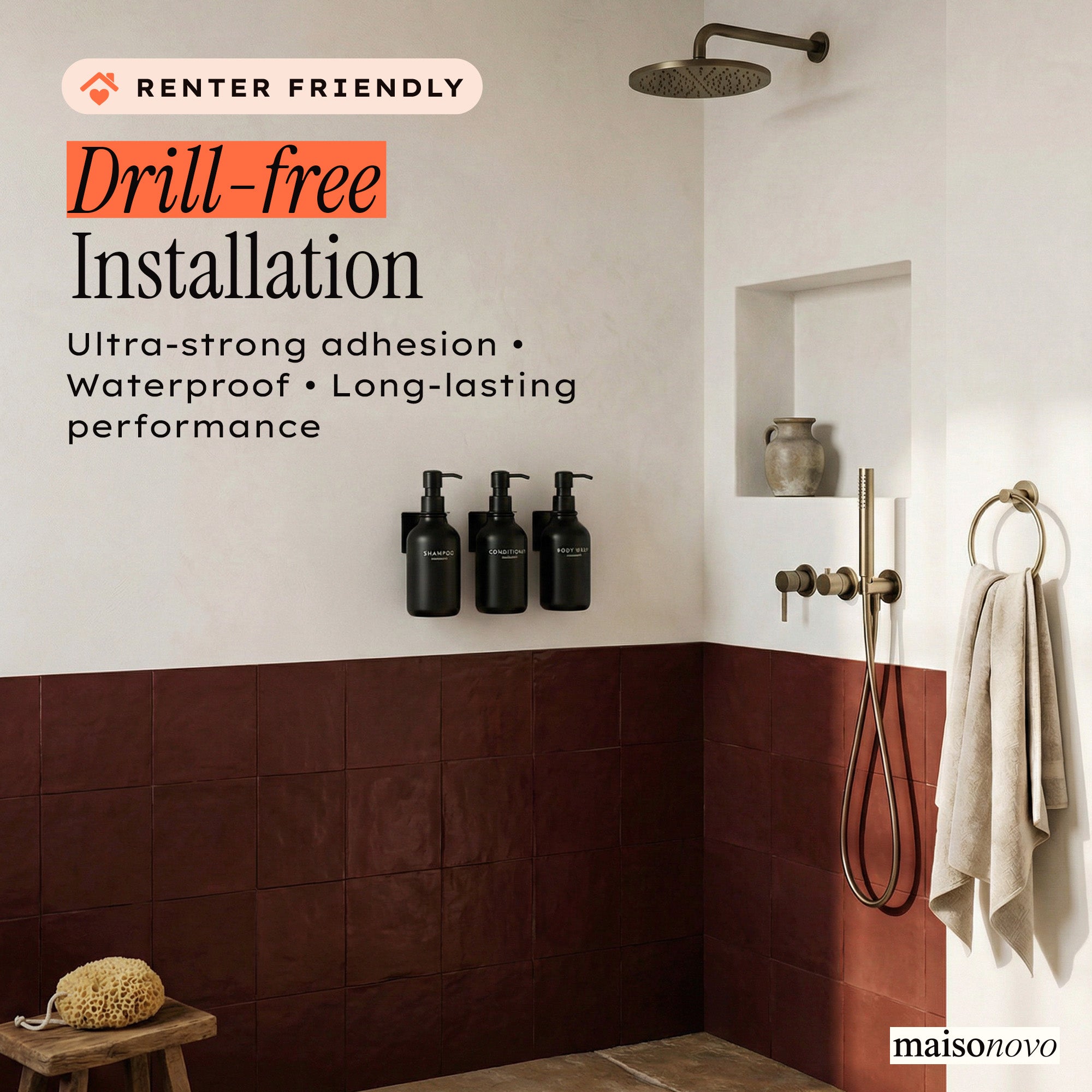 Hotel-at-Home Wall Mounted Shower Dispensers Set