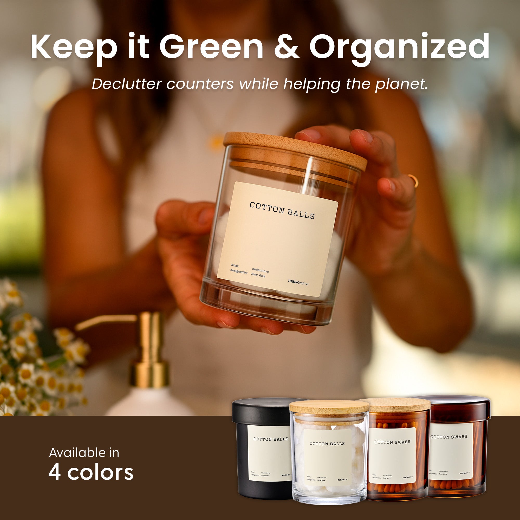 The Pebble - Modern Glass Q-Tip Jars