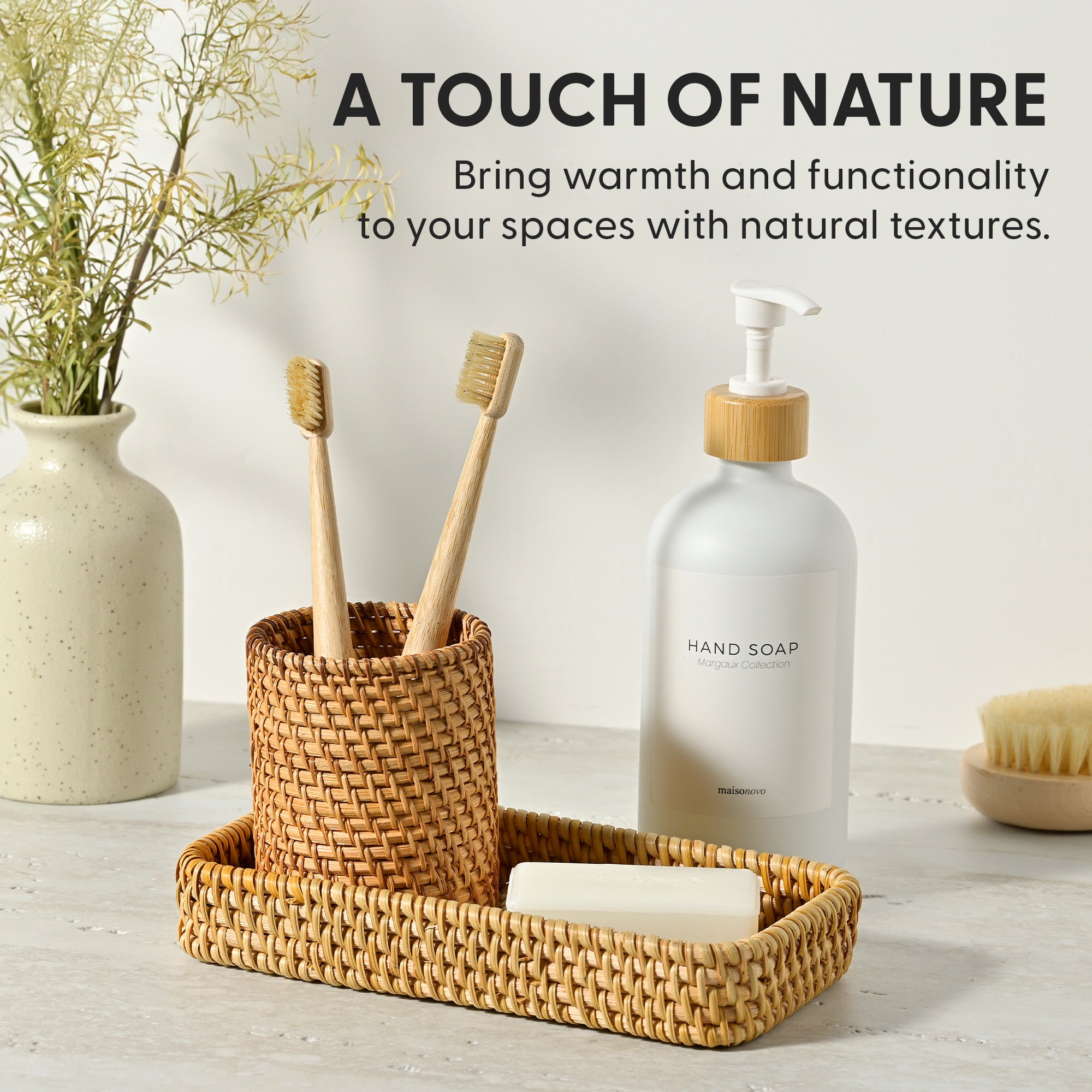 The Rattan - 3-Piece Bathroom Holder Set