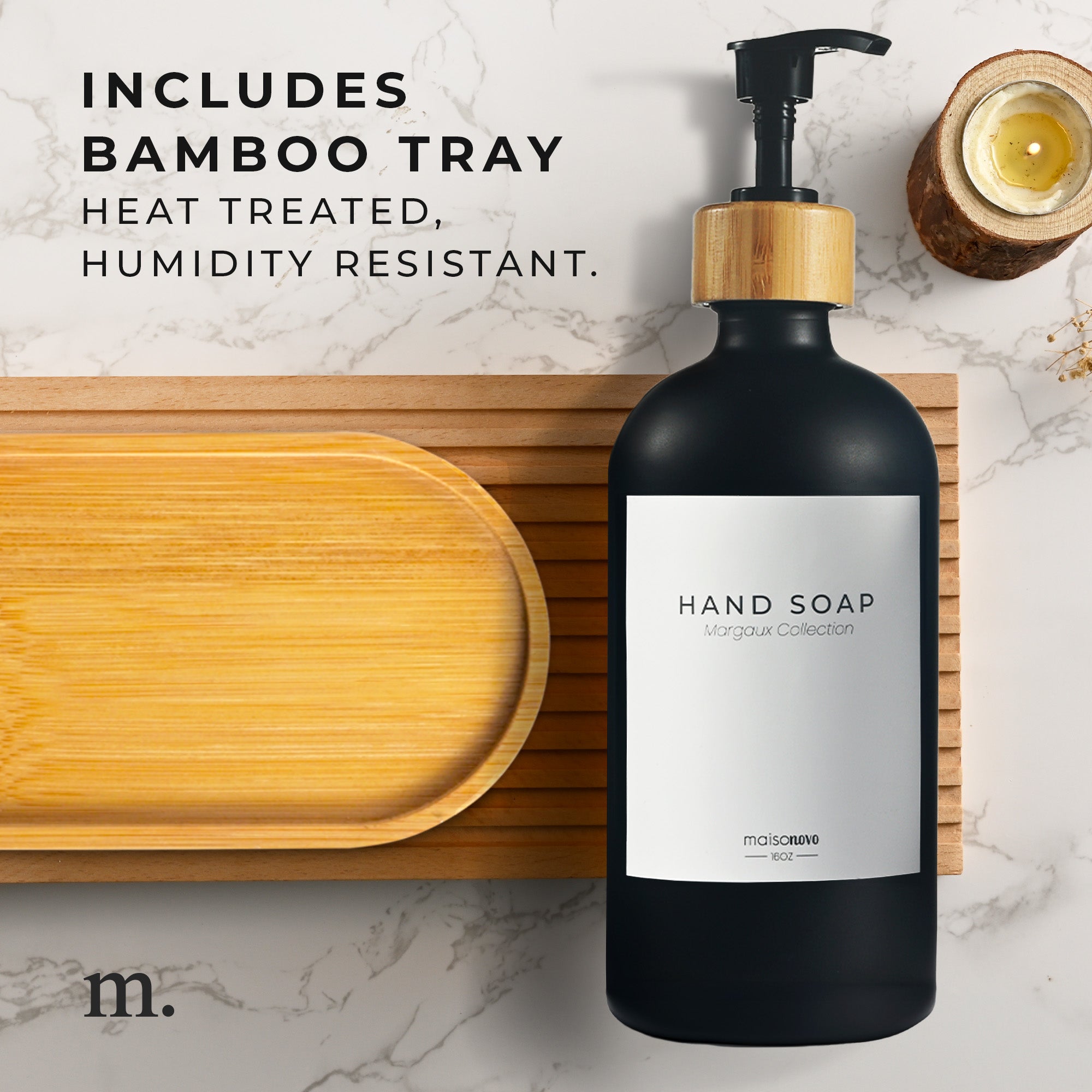 The Bambi - Bamboo Soap Dispenser and Tray Set