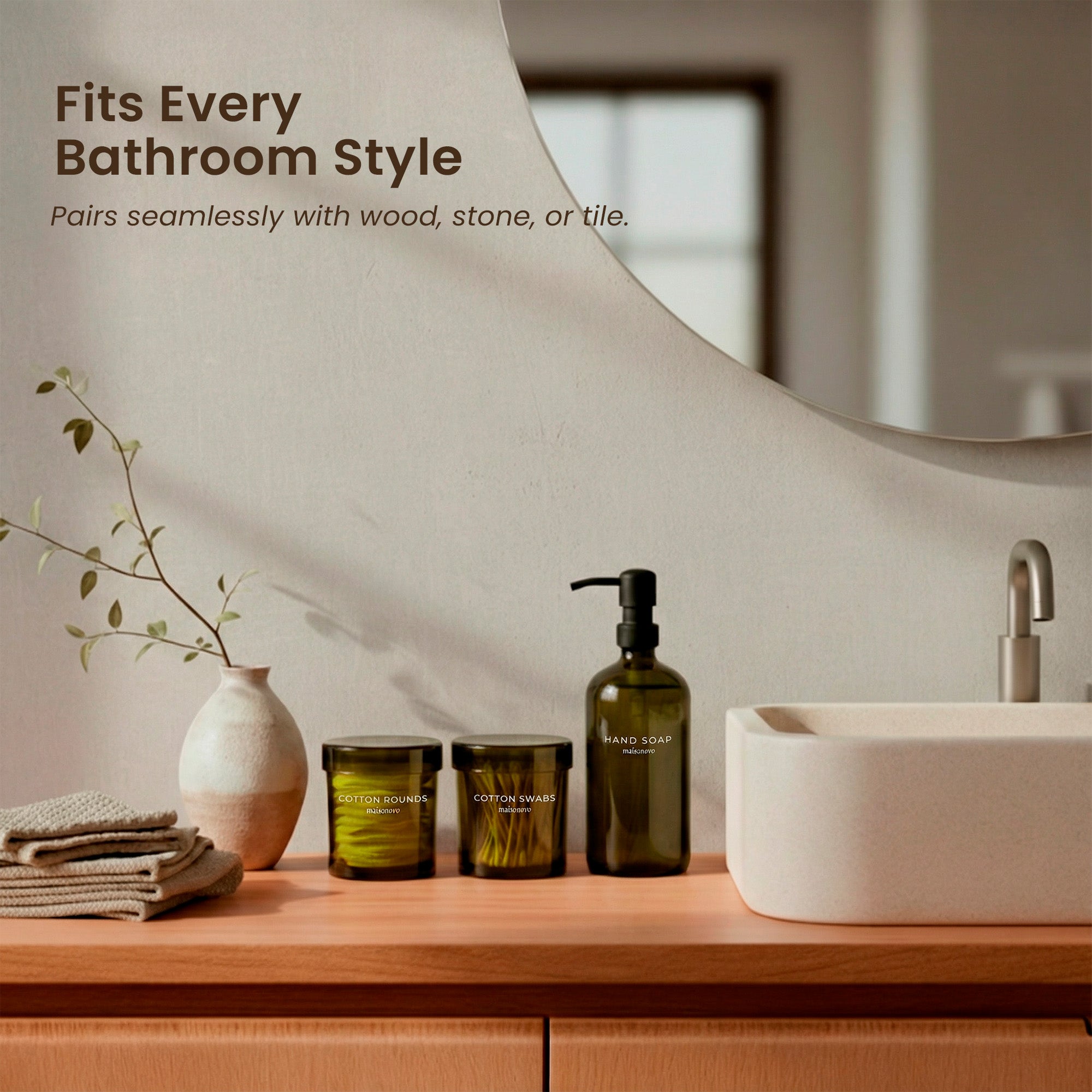 The Pebble - Modern Glass Q-Tip Jars