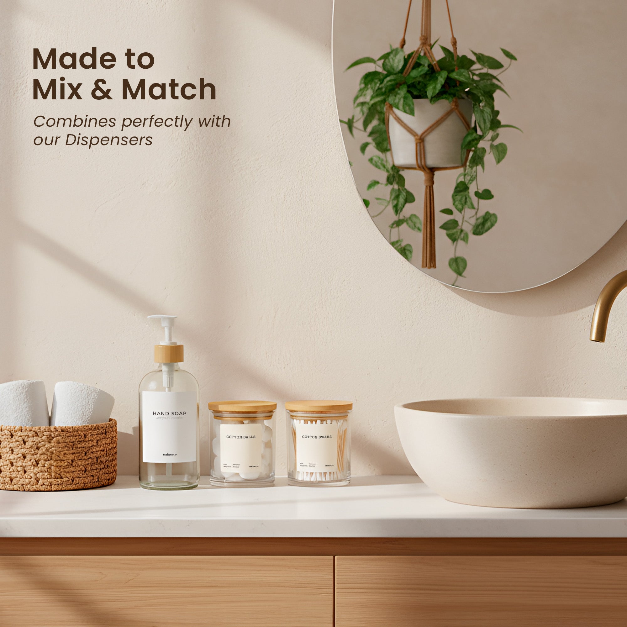 The Pebble - Modern Glass Q-Tip Jars