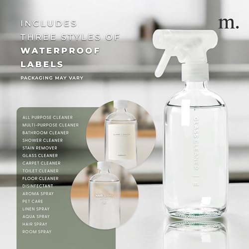 Amber Glass Spray Bottle – 16.9oz (Single) with 16 Reusable Labels