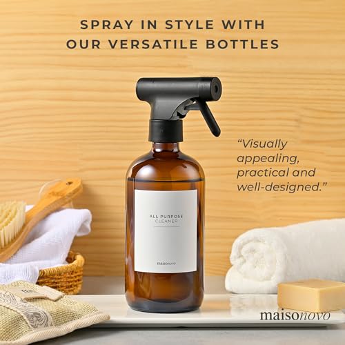 Amber Glass Spray Bottle – 16.9oz (Single) with 16 Reusable Labels