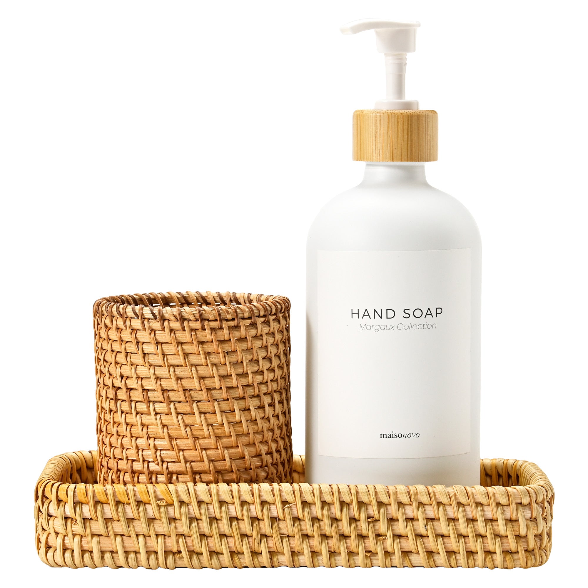 Handmade 3-Piece Rattan Bathroom Holder Set