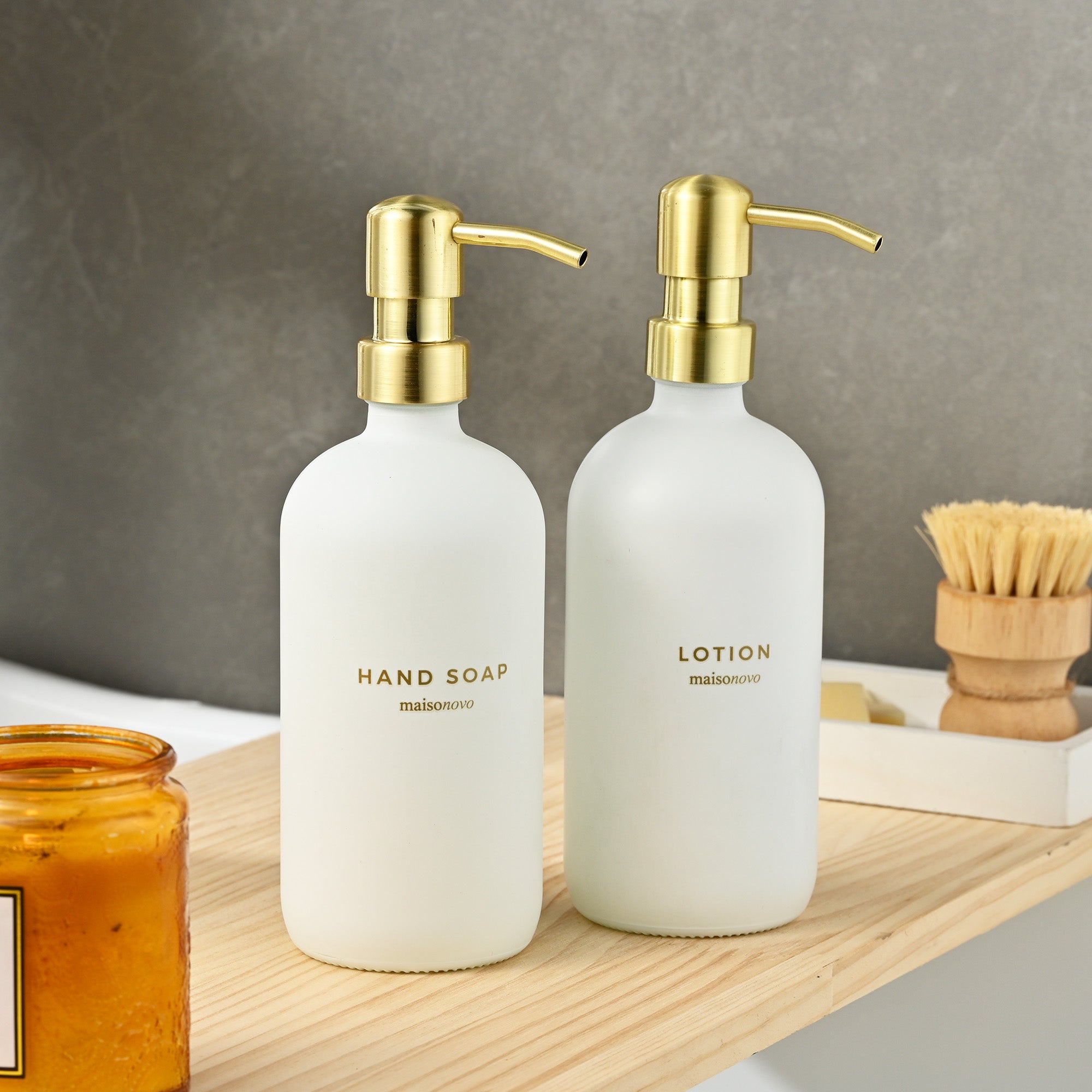 Glass Soap Dispensers White / Gold