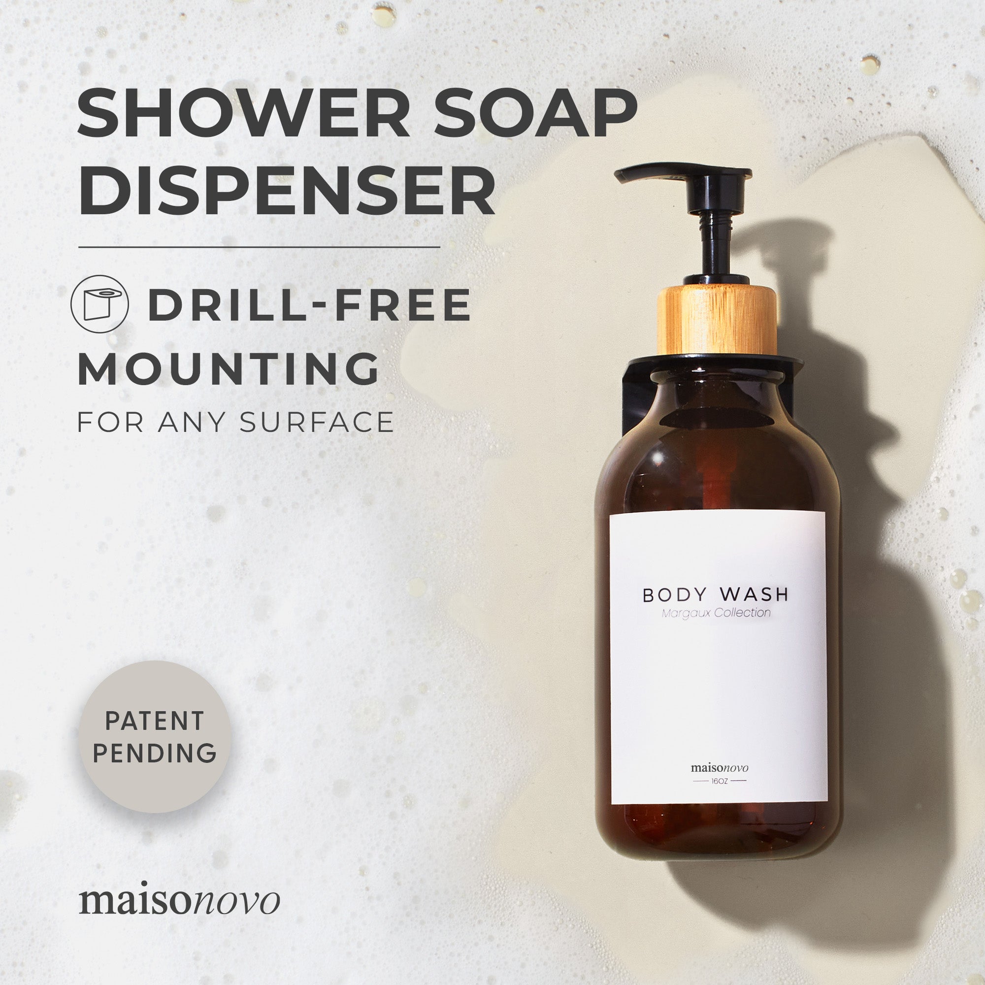 Wall Mounted Soap Dispenser Bamboo Amber