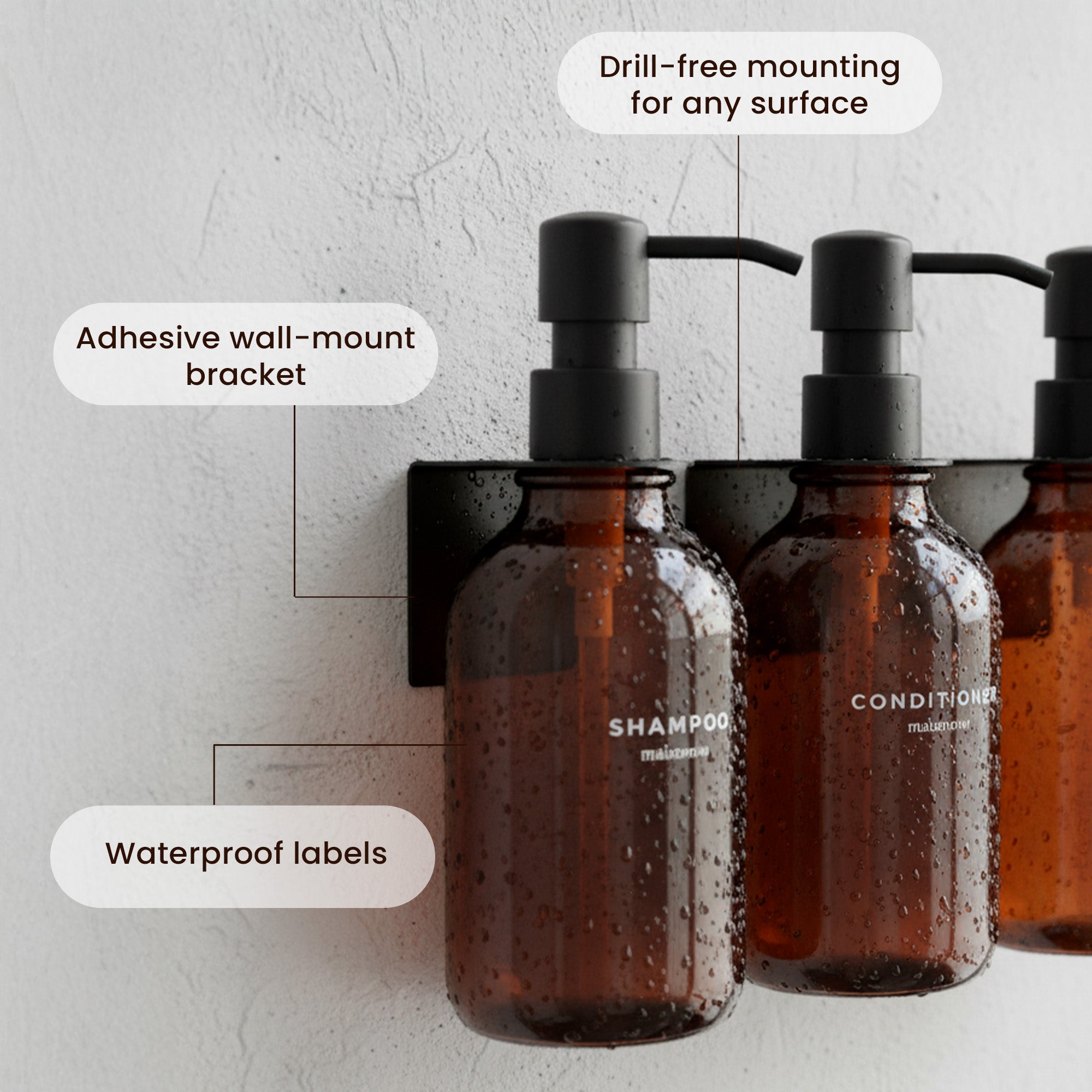 Hotel-at-Home Wall Mounted Shower Dispensers Set