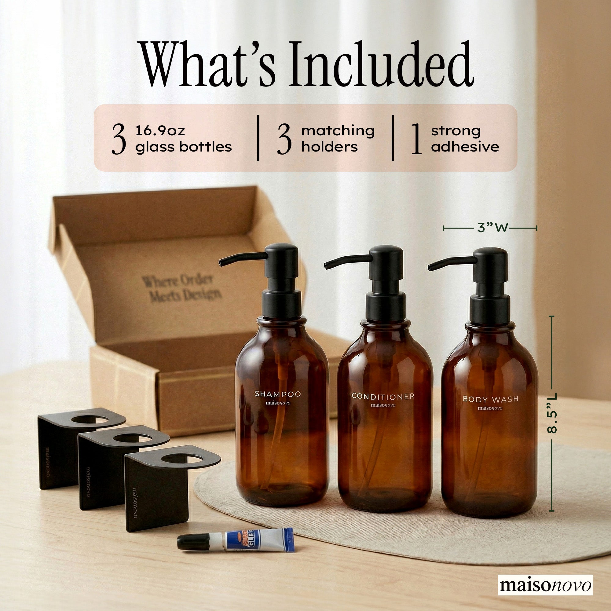 Hotel-at-Home Wall Mounted Shower Dispensers Set