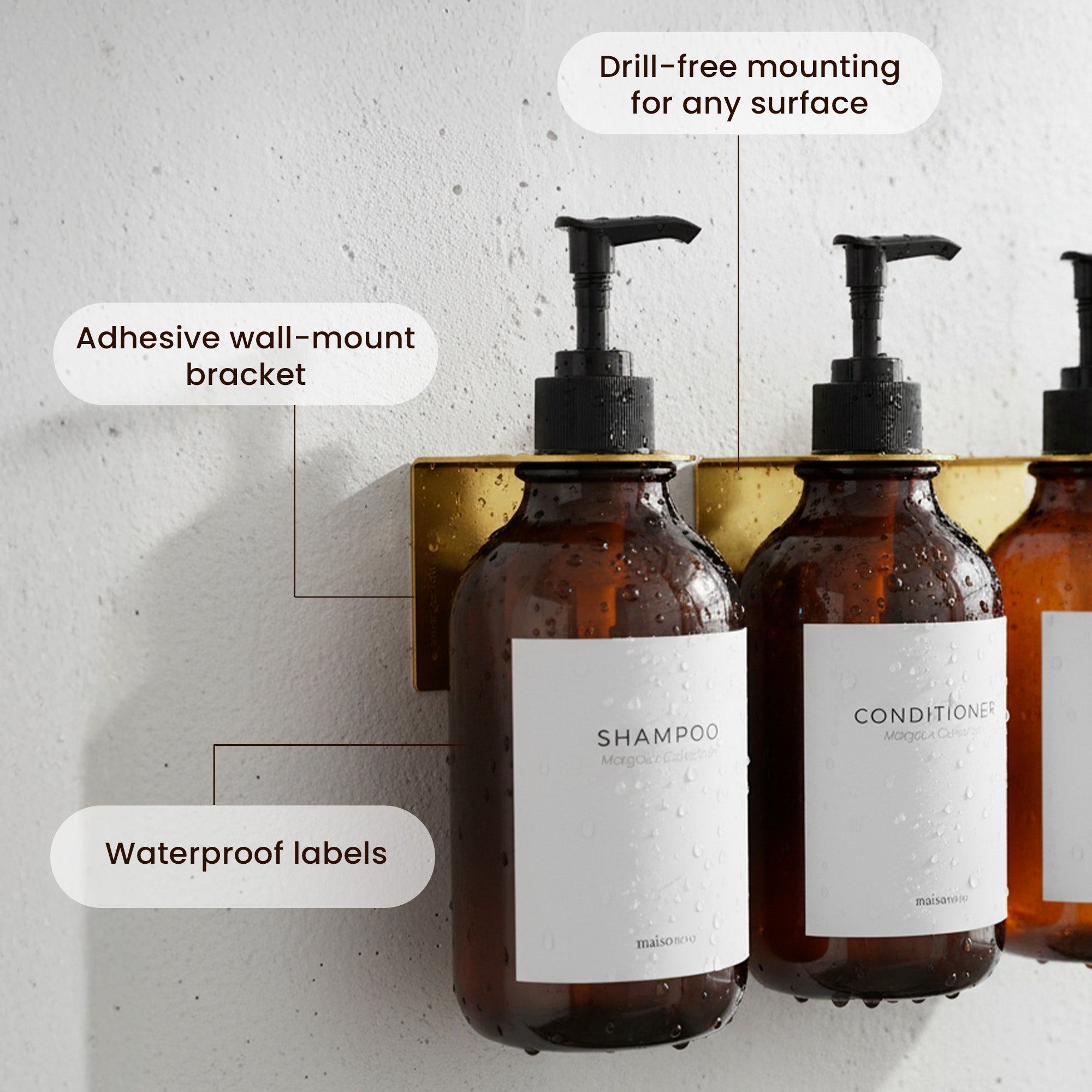 Hotel-at-Home Wall Mounted Shower Dispensers set