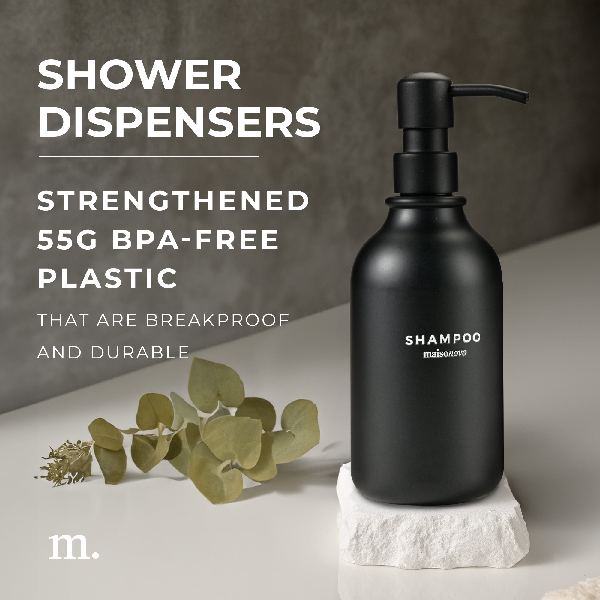 Shower Dispenser Amber Bottles with Black Pump