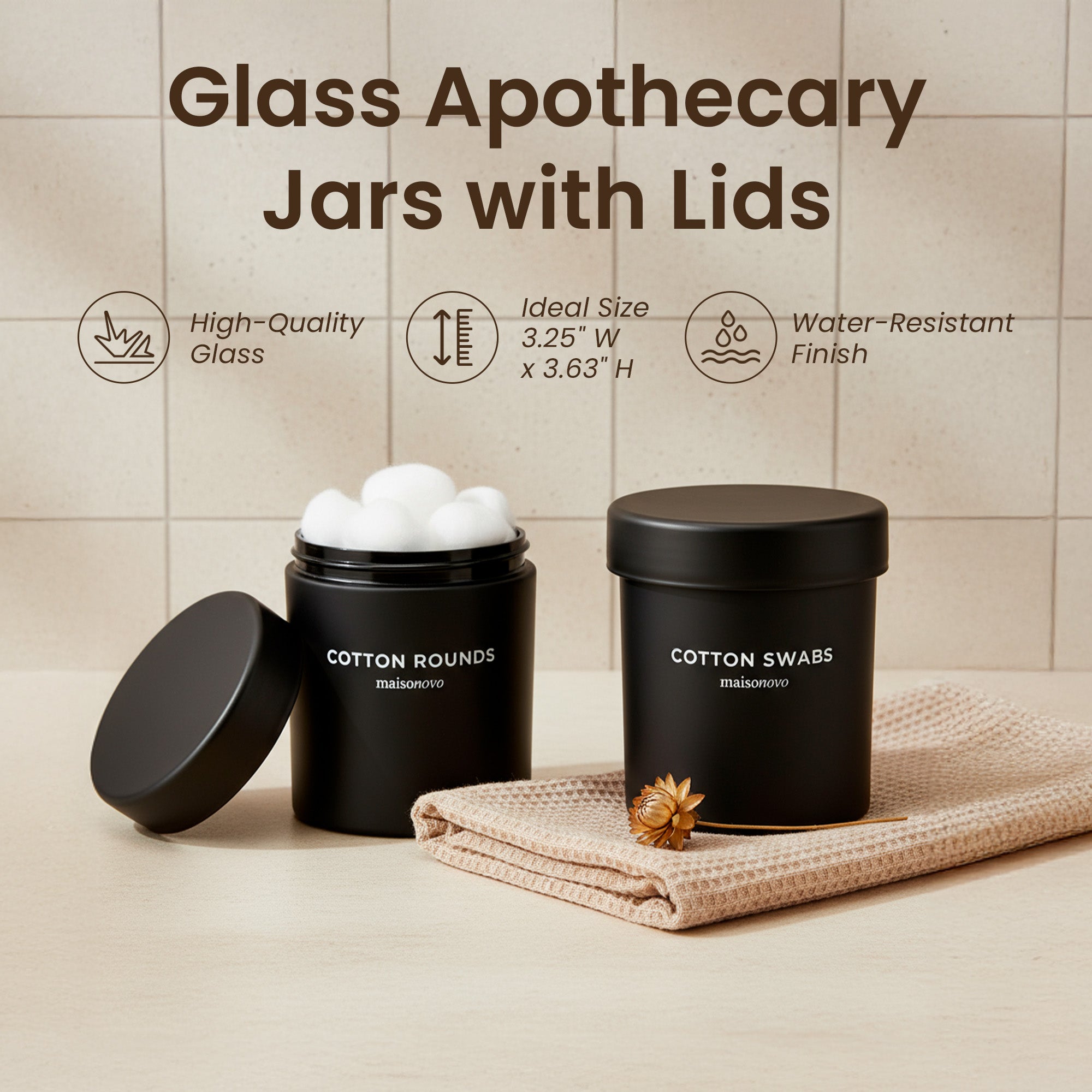 The Pebble - Modern Glass Q-Tip Jars