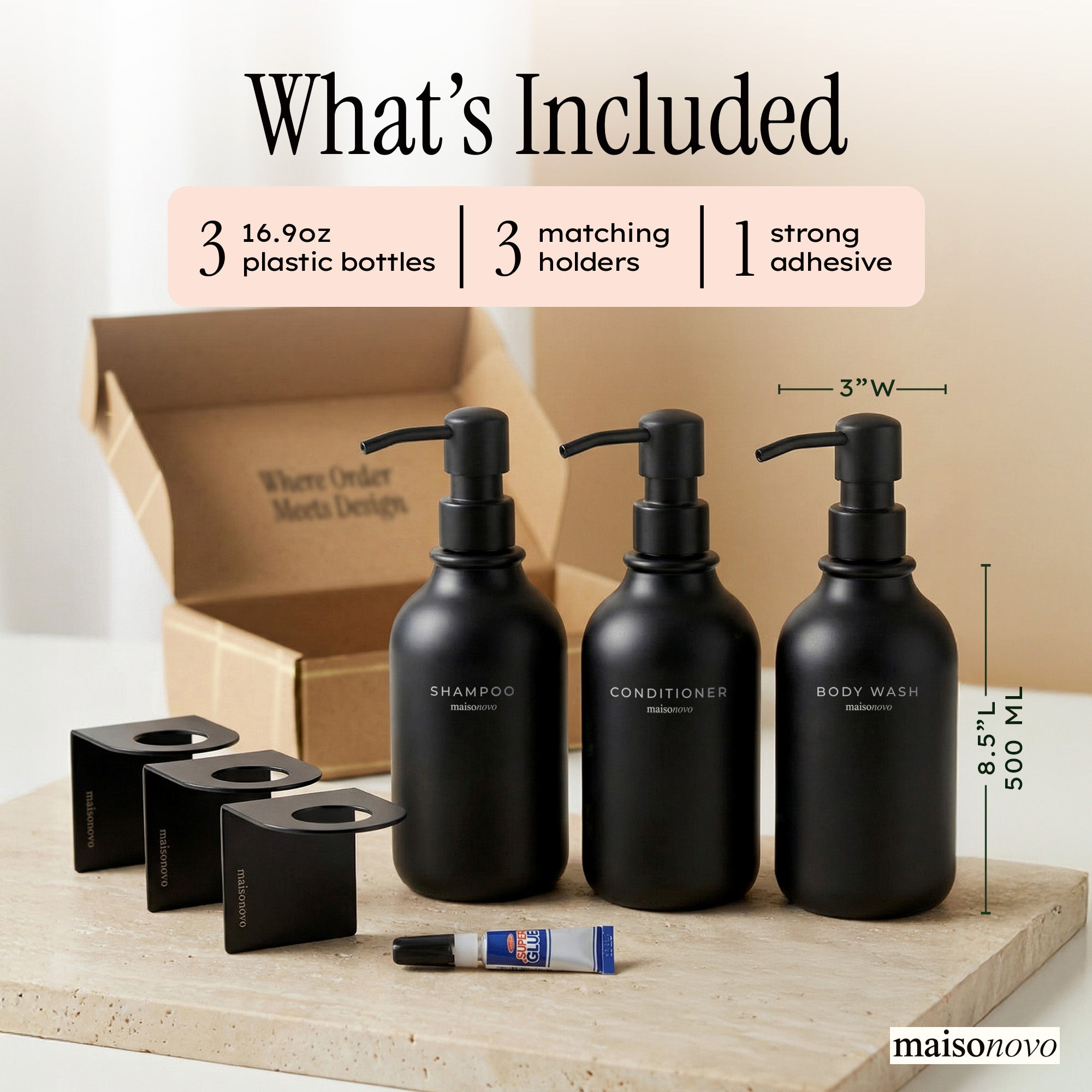 Hotel-at-Home Wall Mounted Shower Dispensers Set