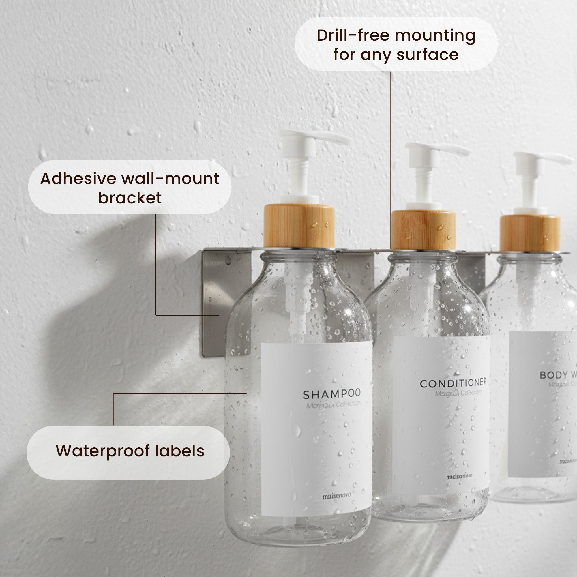 Hotel-at-Home Wall Mounted Shower Dispensers Set