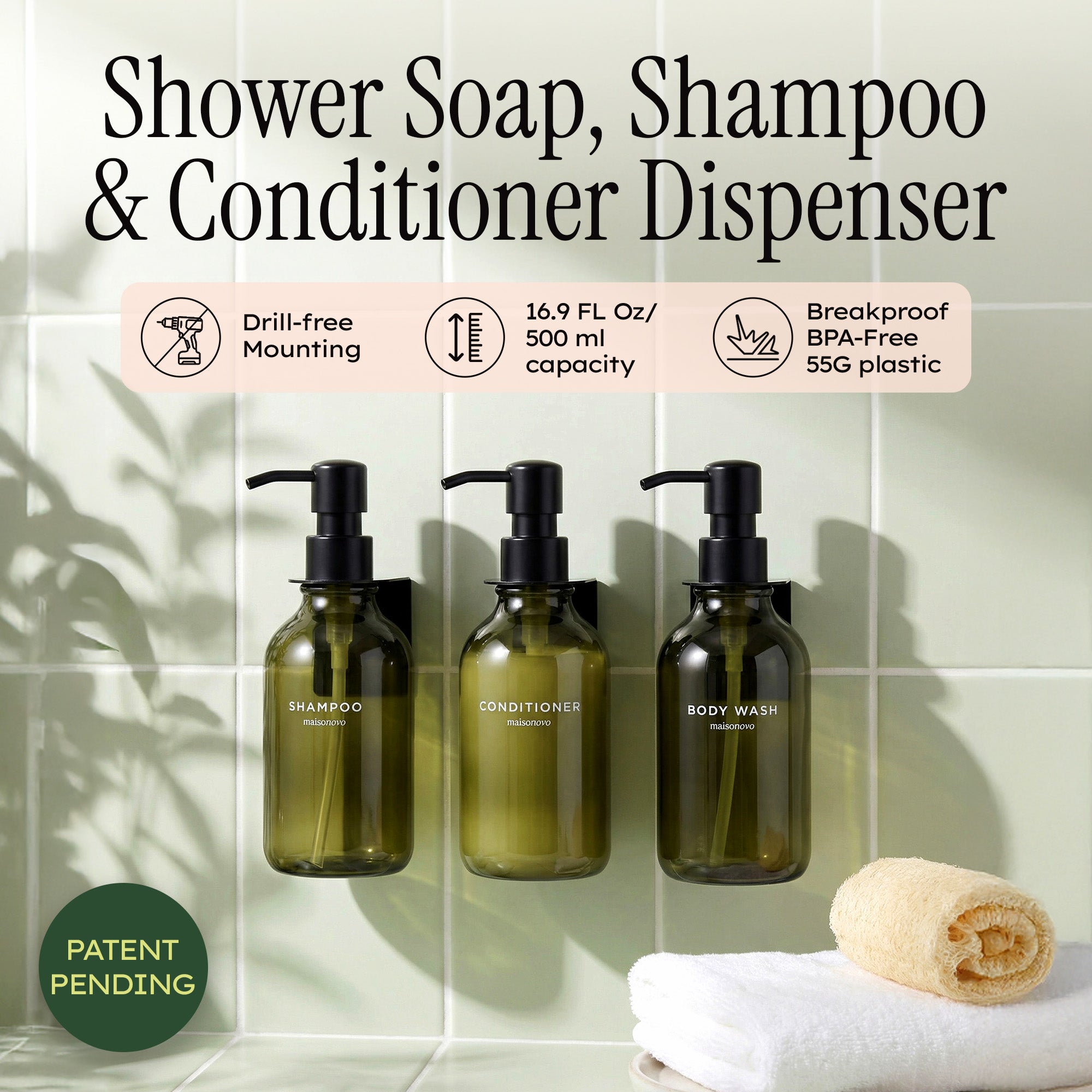 Hotel-at-Home Wall Mounted Shower Dispensers Set