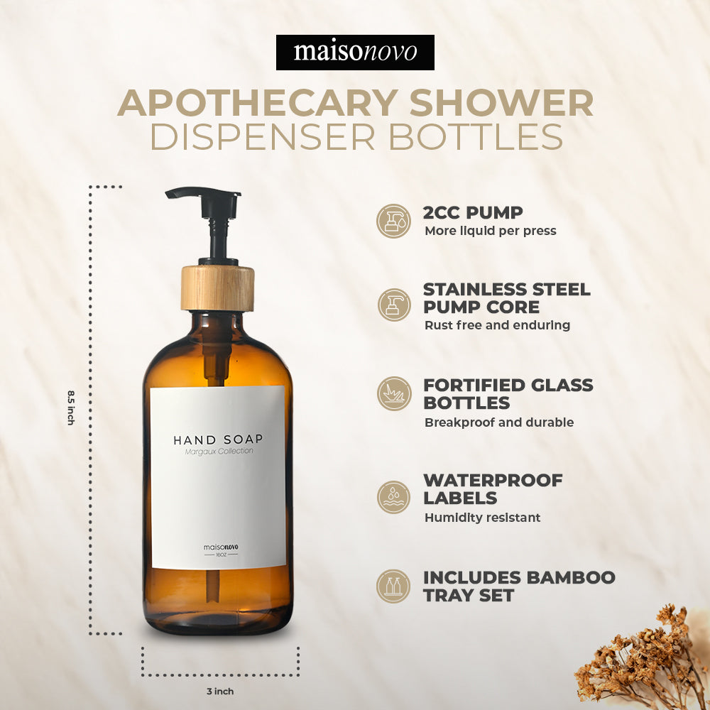 #Color_Amber Glass + Labels + Bamboo Tray