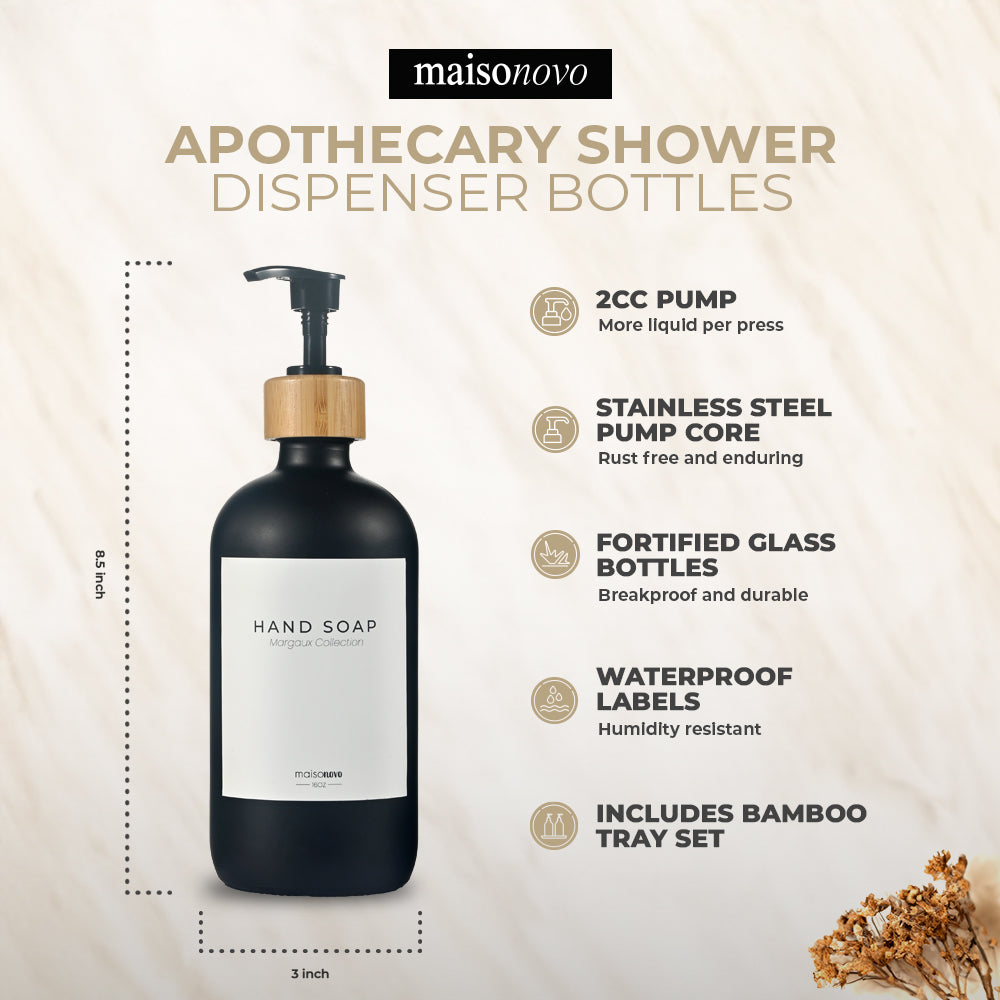 #Color_Black Glass + Labels + Bamboo Tray
