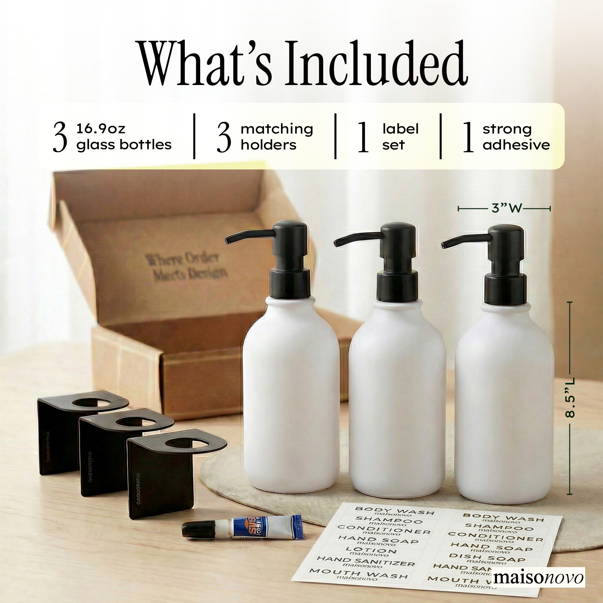 Hotel-at-Home Wall Mounted Shower Dispensers Set