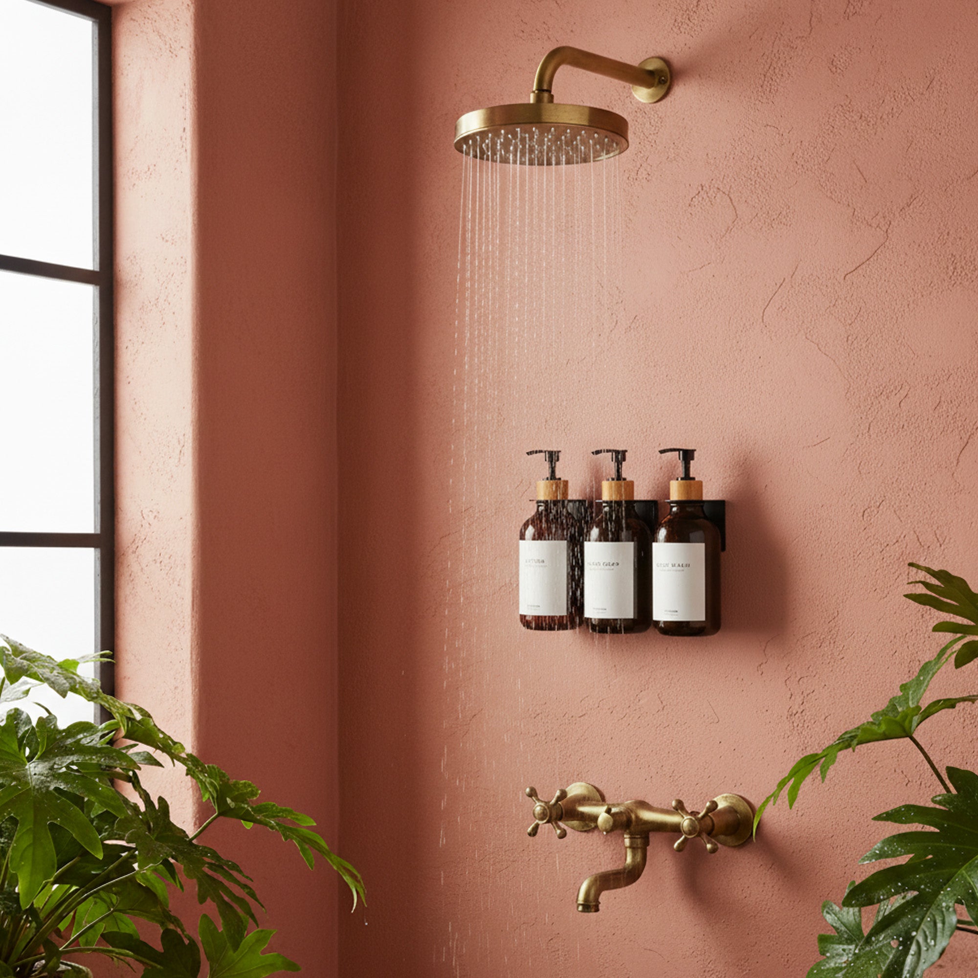 Hotel-at-Home Wall Mounted Shower Dispensers Set