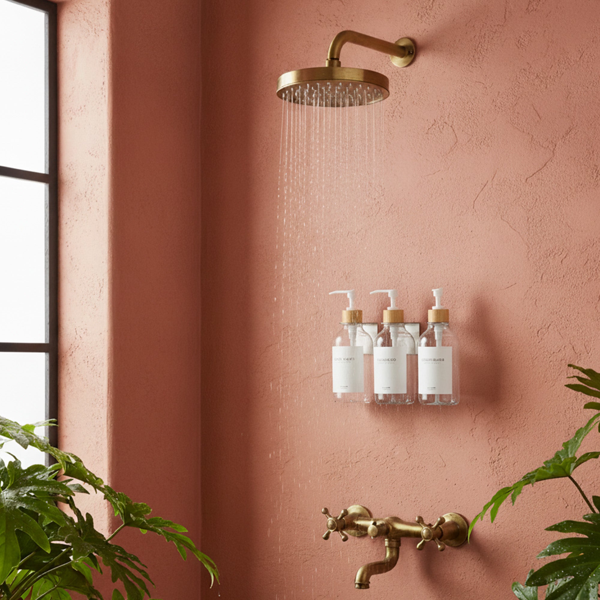 Hotel-at-Home Wall Mounted Shower Dispensers Set