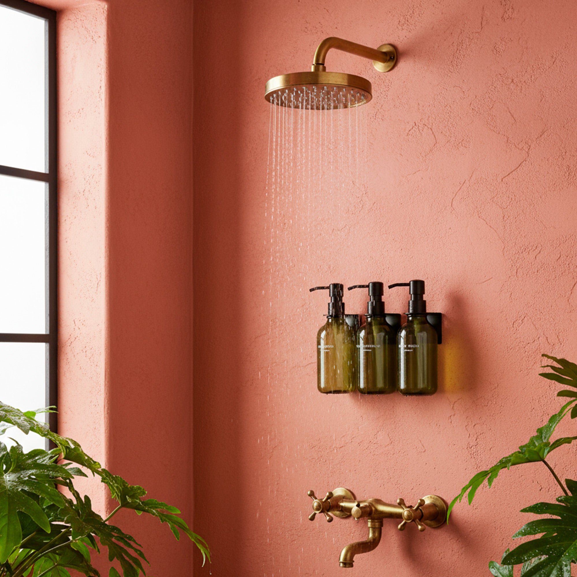 Hotel-at-Home Wall Mounted Shower Dispensers Set