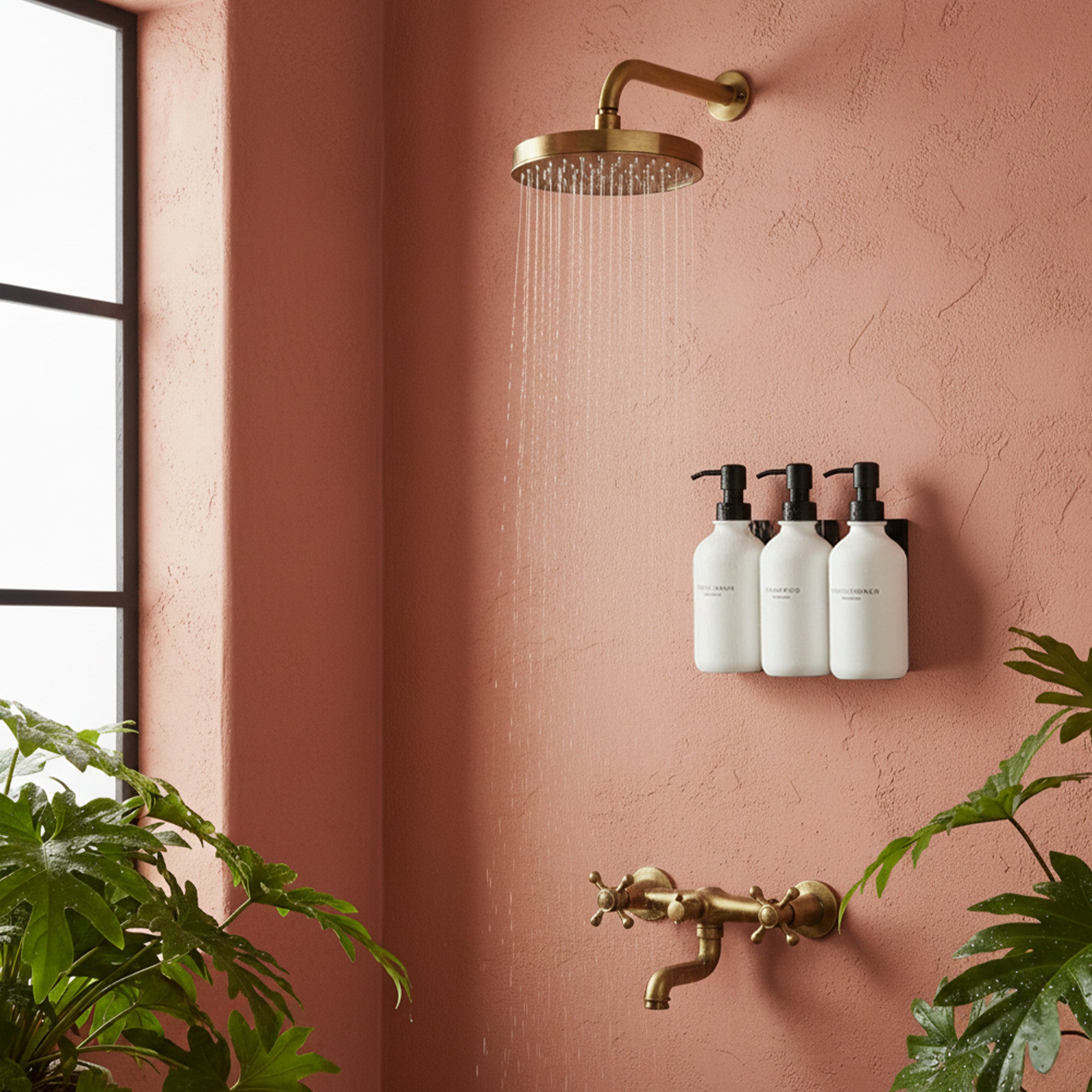 Hotel-at-Home Wall Mounted Shower Dispensers Set