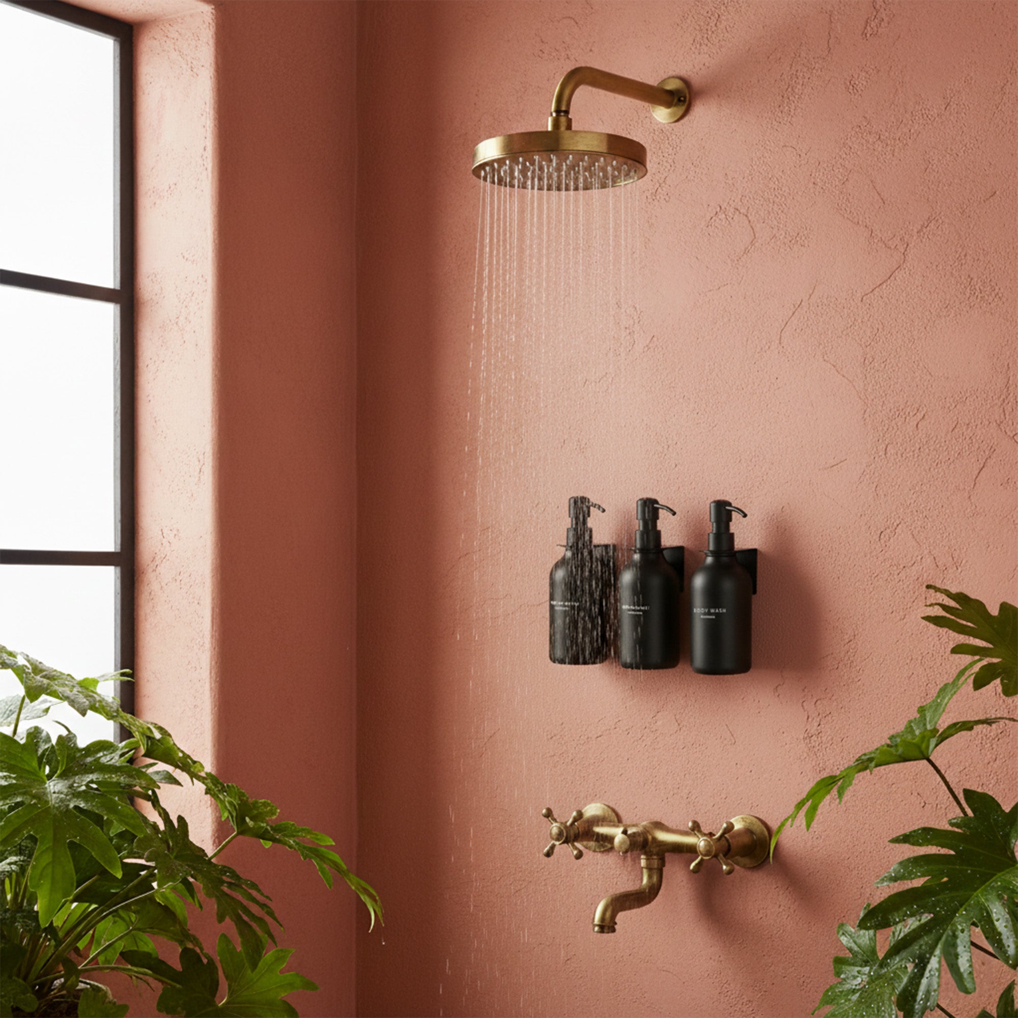 Hotel-at-Home Wall Mounted Shower Dispensers Set