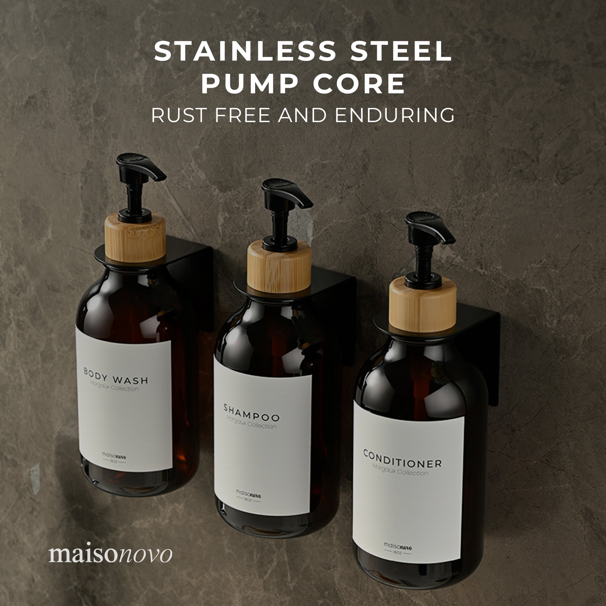 Wall Mounted Soap Dispenser Bamboo Amber