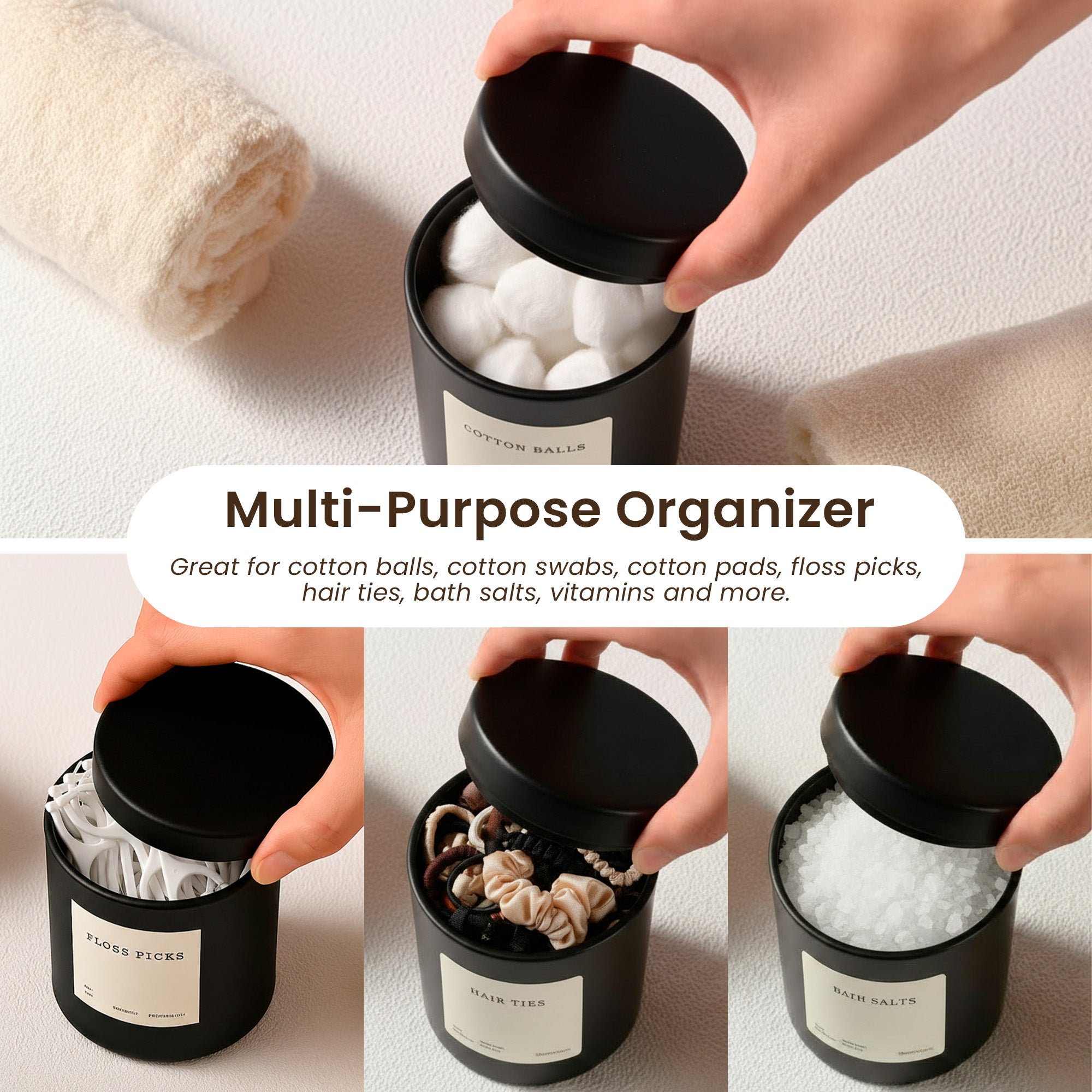 The Pebble - Modern Glass Q-Tip Jars