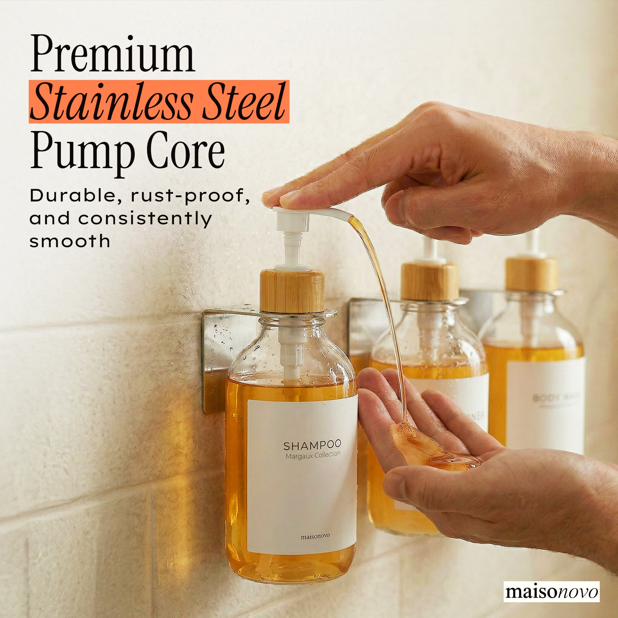 Hotel-at-Home Wall Mounted Shower Dispensers Set