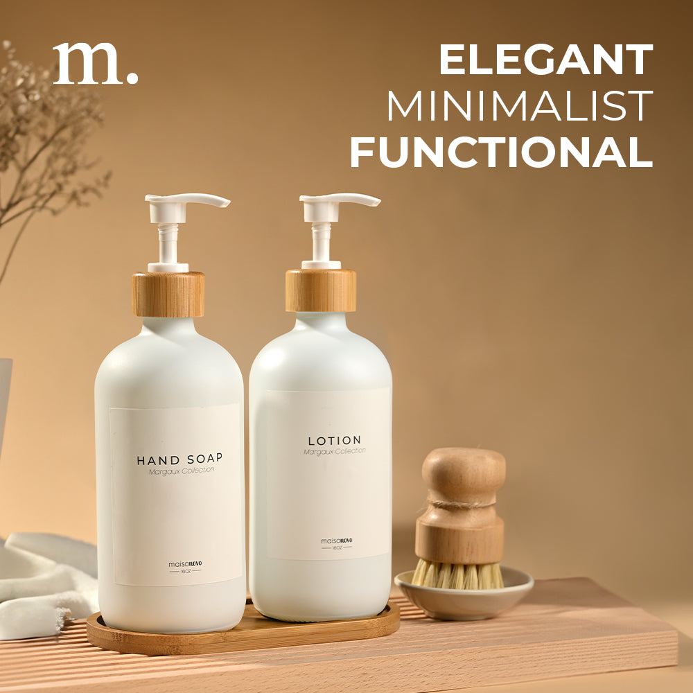 #Color_White Glass + Labels + Bamboo Tray